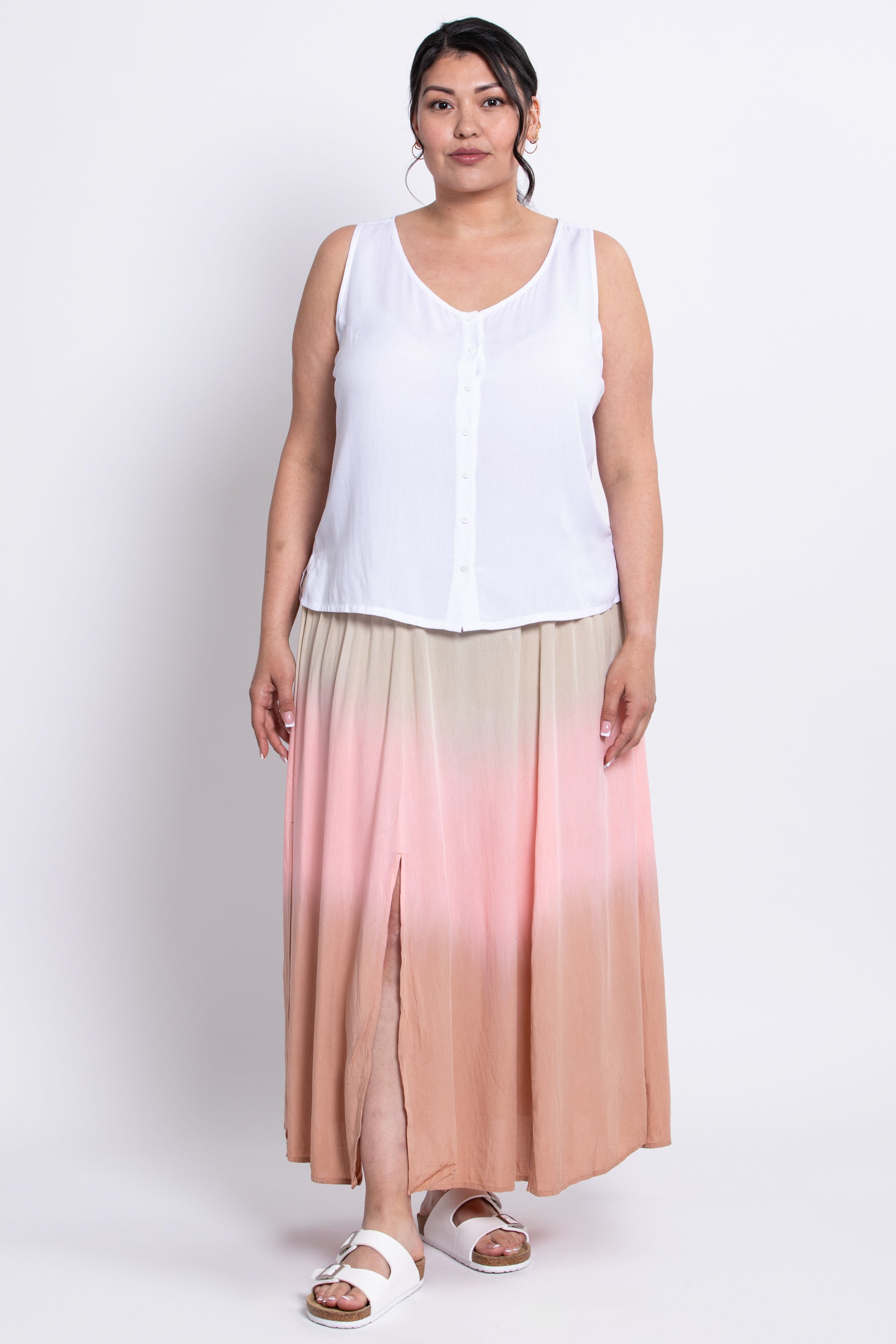 Stylish Tan Dip Dye Comfortable Skirt for Women - Perfect for Casual Outings, Beach Vacations & Summer Fashion