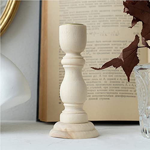Set of 3 Unfinished Wooden Candle Holders - Rustic Taper Candlesticks for Weddings, Birthdays & Home Decor | Perfect Table Centerpieces for Farmhouse, Boho & Holiday Decorations