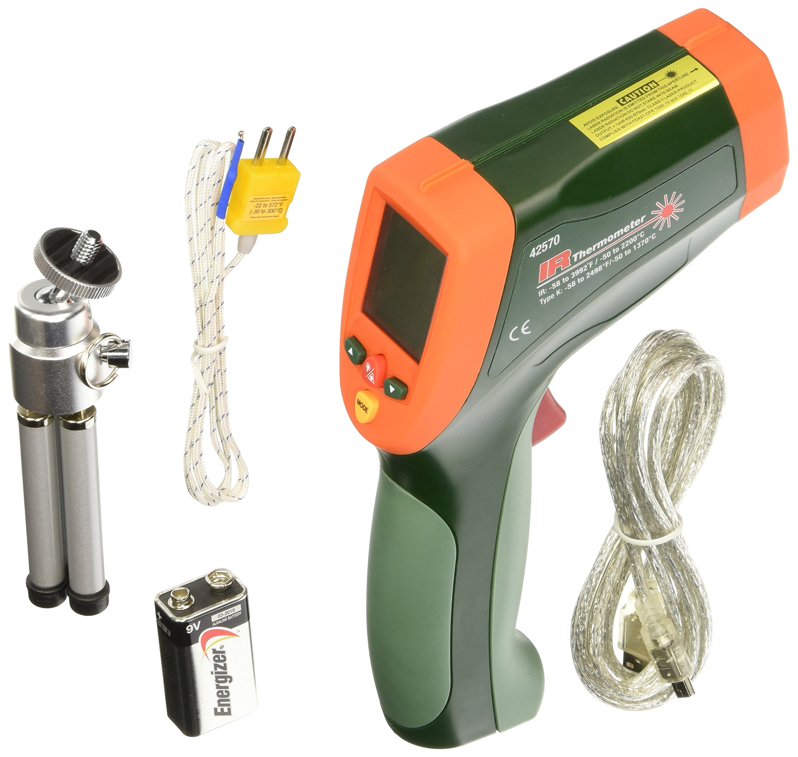 Extech 42570 Dual Laser Infrared Thermometer - High Accuracy Non-Contact Temperature Gun (-58°F to 2200°F) for Cooking, HVAC, Automotive & Industrial Use
