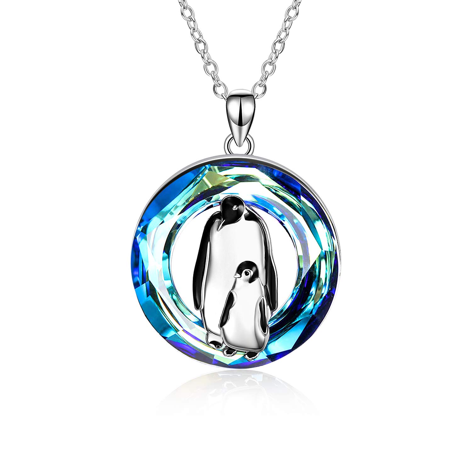 ONEFINITY 925 Sterling Silver Crystal Penguin Mother & Baby Pendant Necklace - Elegant Jewelry Gift for Women & Penguin Lovers - Perfect for Birthdays, Anniversaries, and Mother's Day