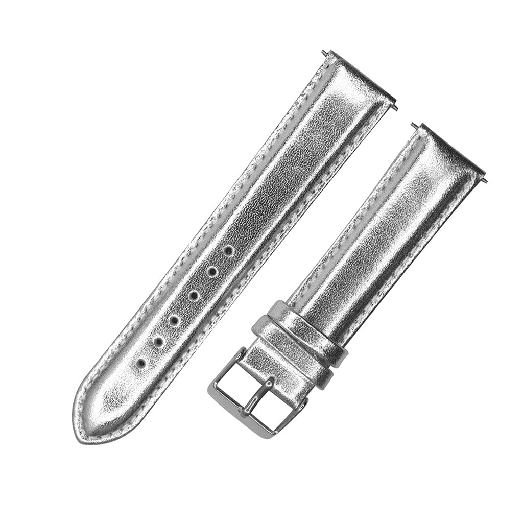 Genuine Leather Watch Band for Apple Watch - 14mm Silver Stainless Steel Strap Replacement for Men & Women | Fashionable & Durable Accessory for Daily Wear, Work & Special Occasions