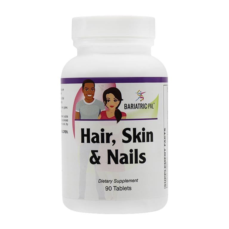 BariatricPal Hair, Skin & Nails Formula Supplement - 90 Count Tablets for Stronger Hair, Healthy Skin & Nails - Post-Bariatric Surgery & Weight Loss Support