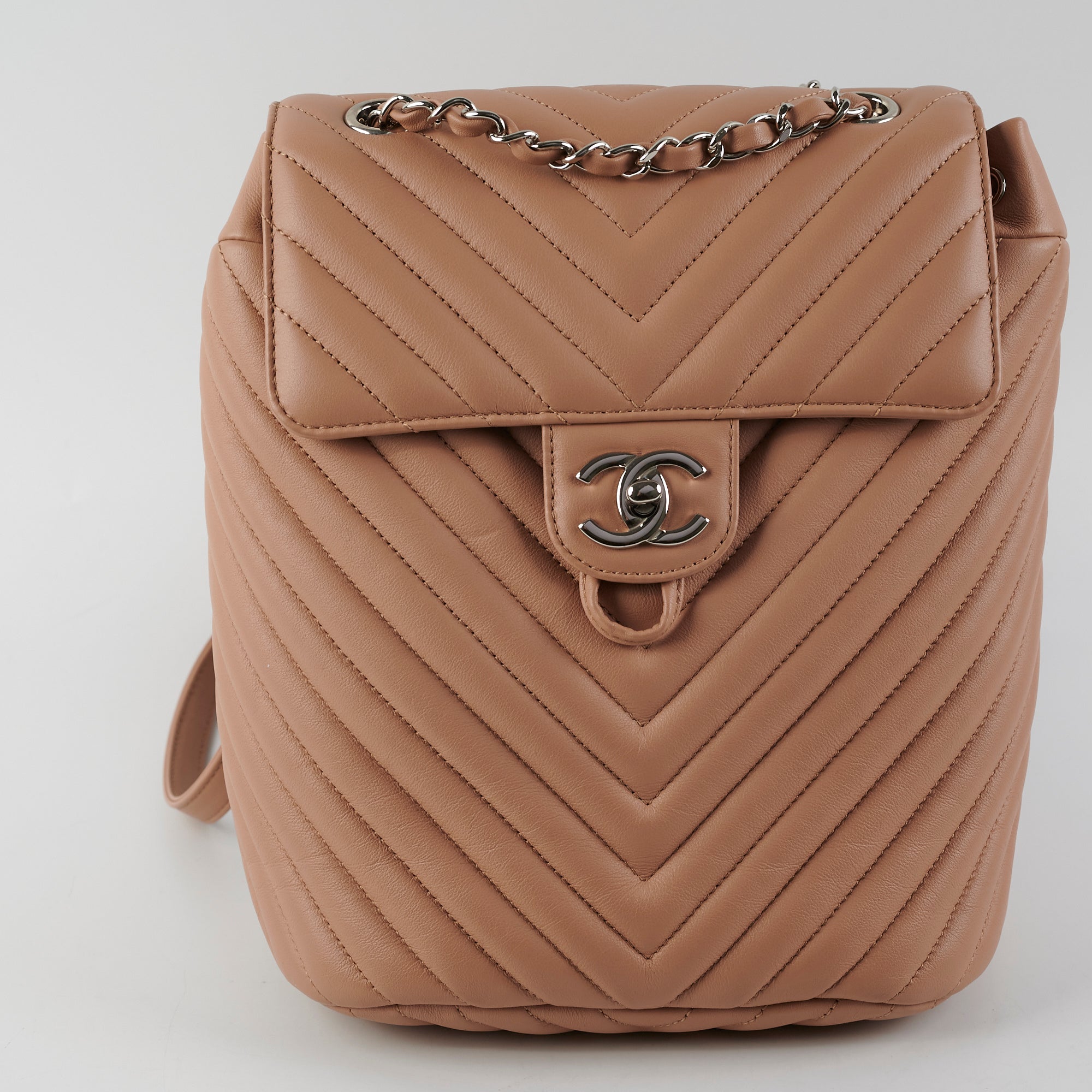 Chanel Calfskin Chevron Small Urban Spirit Backpack in Nude - Luxury Designer Backpack for Women, Perfect for Work, Travel & Everyday Use
