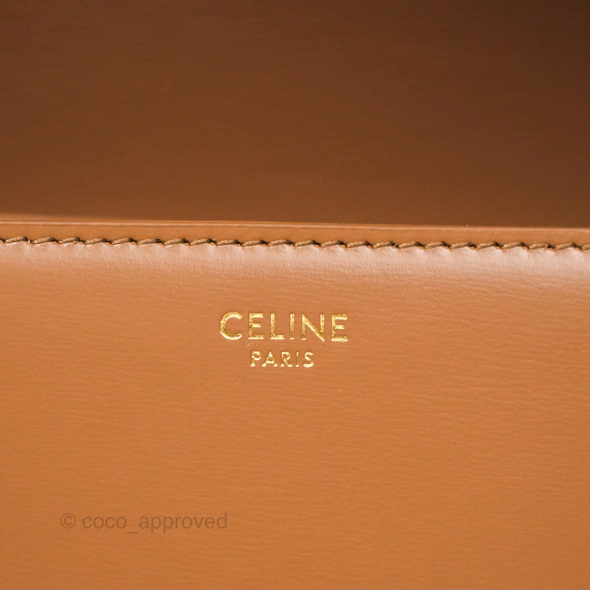 Celine Teen Triomphe Bag - Shiny Calfskin Leather Crossbody Purse in Bronze | Perfect for Date Night, Parties & Everyday Elegance