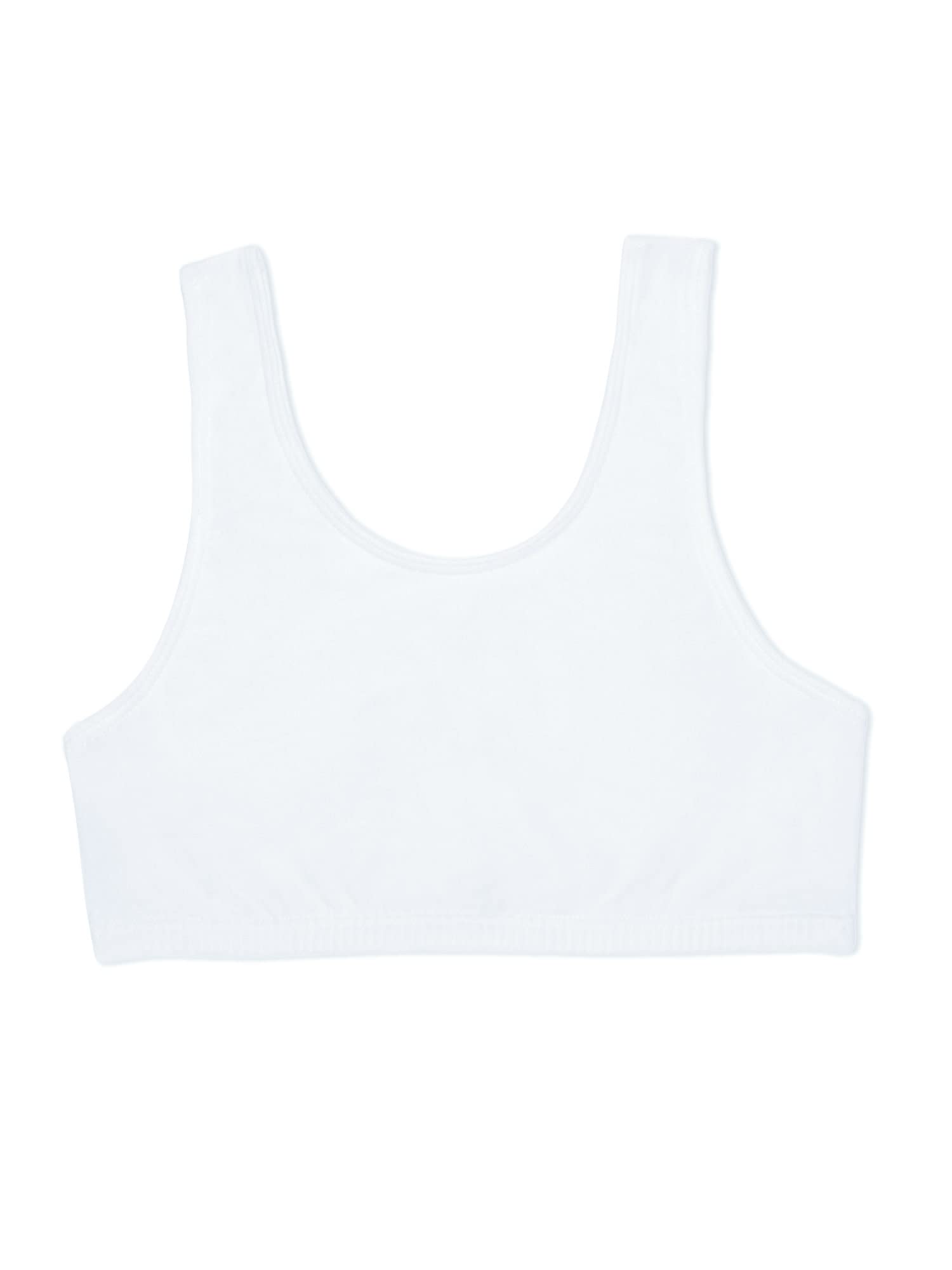 Fruit of the Loom Girls' 3-Pack Cotton Built-Up Stretch Sports Bras - Comfortable Support for Everyday Wear & Active Play | Perfect for School, Sports & Casual Outfits