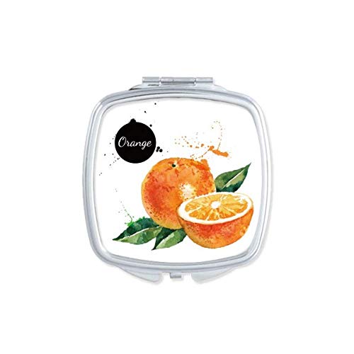 DIYthinker Orange Fruit Watercolor Mirror - Portable Compact Double-Sided Makeup Mirror for Travel, Home Vanity & Handbag | Healthy Tasty Fruit Design