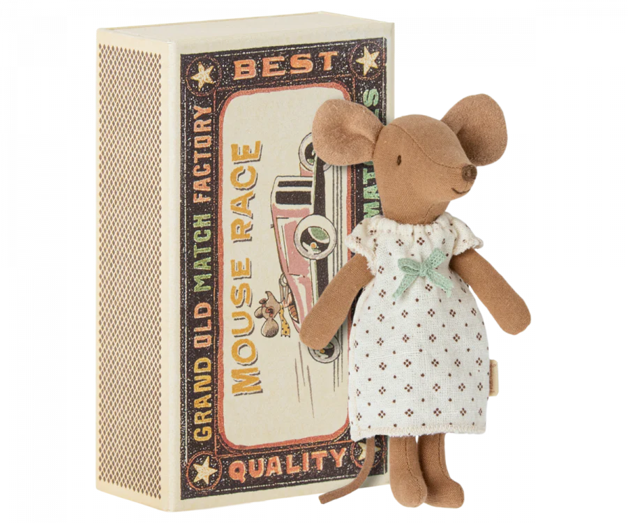 Big Sister Mouse in Matchbox - Miniature Collectible Toy for Kids & Adults - Perfect for Dollhouse Decor, Gift Giving & Collectors Display