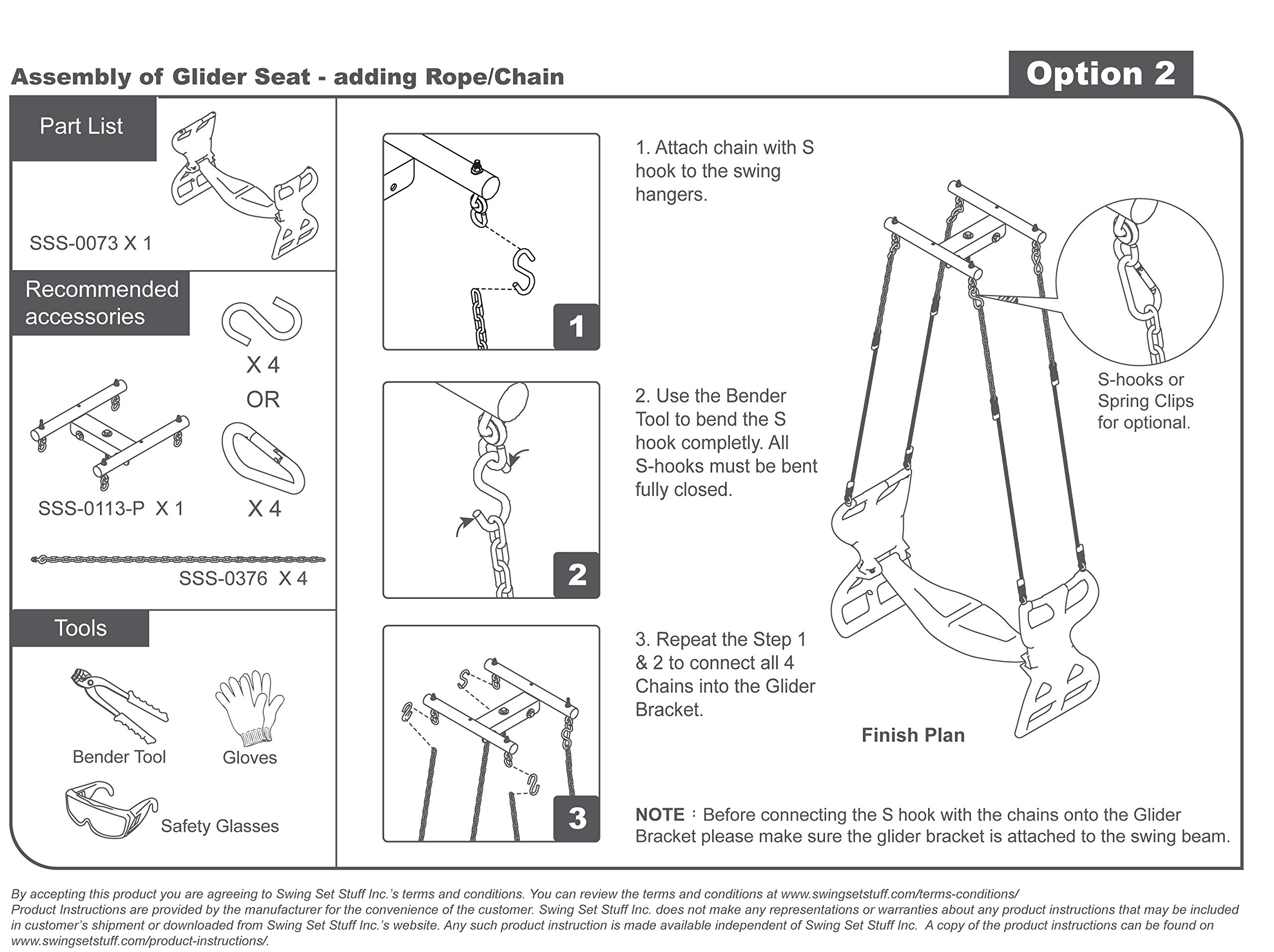 Swing Set Stuff Inc. Green Glider Swing - No Rope or Chain - Safe Outdoor Play Equipment for Kids - Includes SSS Logo Sticker - Perfect for Backyards, Parks, and Playgrounds