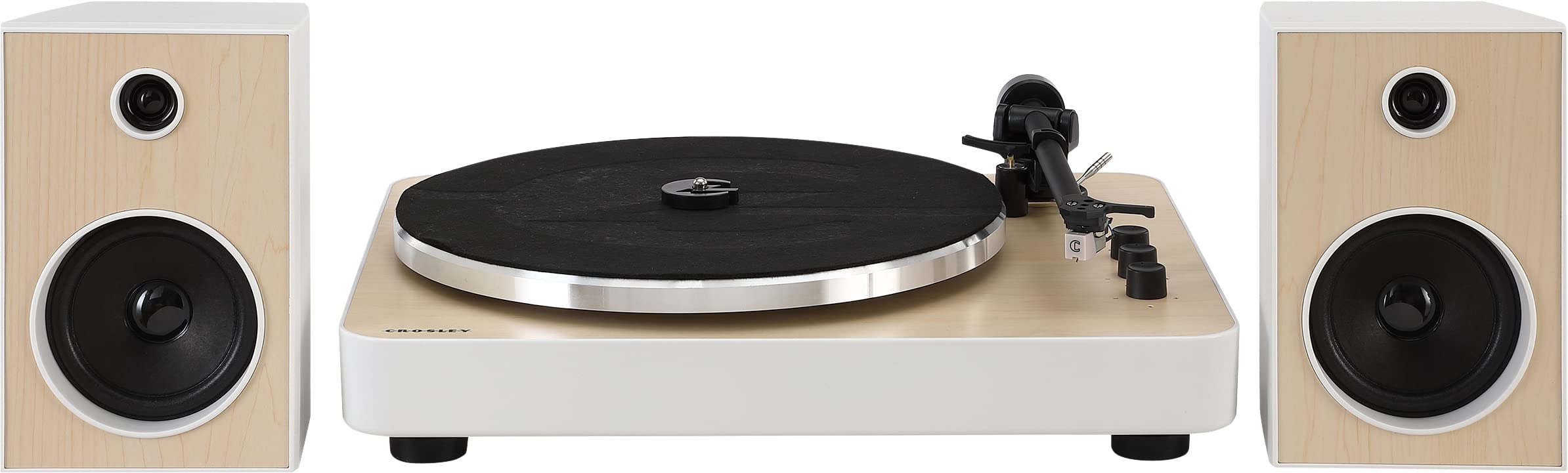 Crosley T170A-WH White Automatic Belt-Drive 2-Speed Bluetooth Turntable with Stereo Speakers - Vintage Vinyl Record Player for Home, Office & Music Lovers | Perfect for Parties, Gifts & Retro Decor