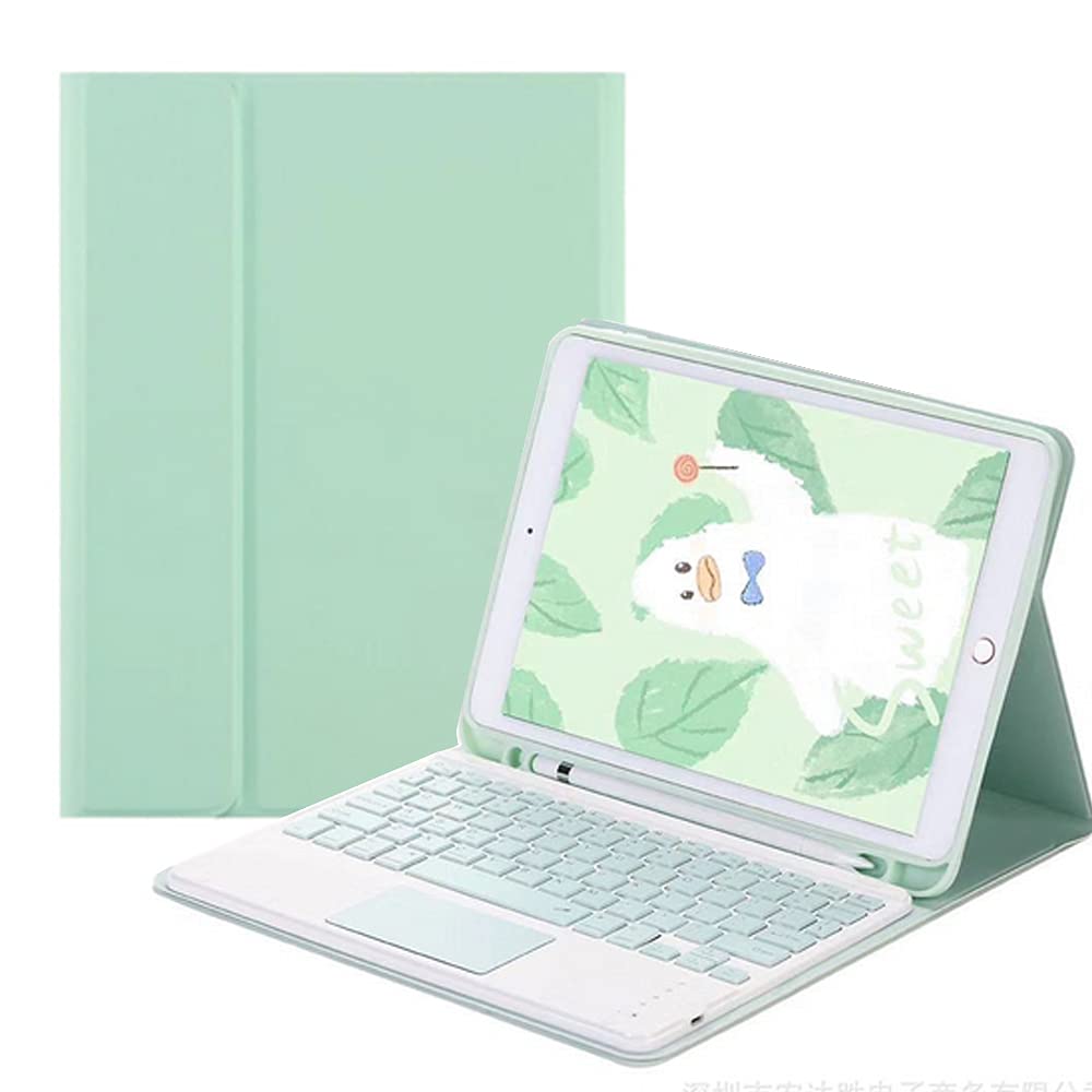 iPad Keyboard Case with Touchpad & Mouse - Compatible with iPad 2018 (6th Gen)/2017 (5th Gen)/Pro 9.7/Air 2 & 1 | Slim Folio Keyboard Cover with Trackpad, Pencil Holder & Laptop-Style Protection in Green - Perfect for Work, Study & Travel
