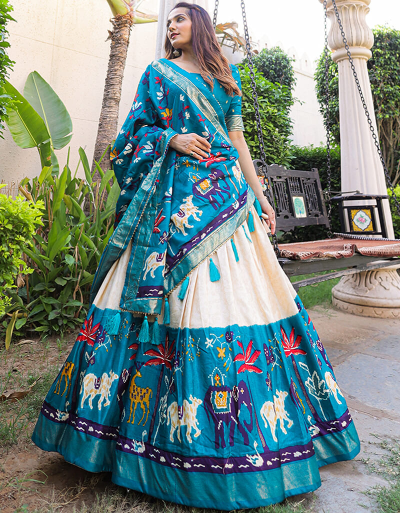 Blue Dola Silk Lehenga Choli - Elegant Indian Bridal Dress for Weddings & Festive Occasions