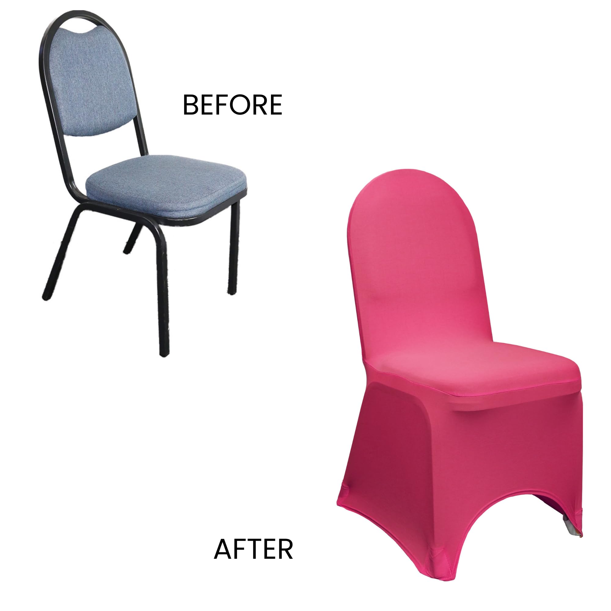 100-Pack Premium Stretch Spandex Banquet Chair Covers - Fuchsia Wedding Chair Slipcovers - High-Quality Elastic Chair Covers for Weddings, Parties, and Events - Perfect for Banquet Halls, Restaurants, and Home Decor