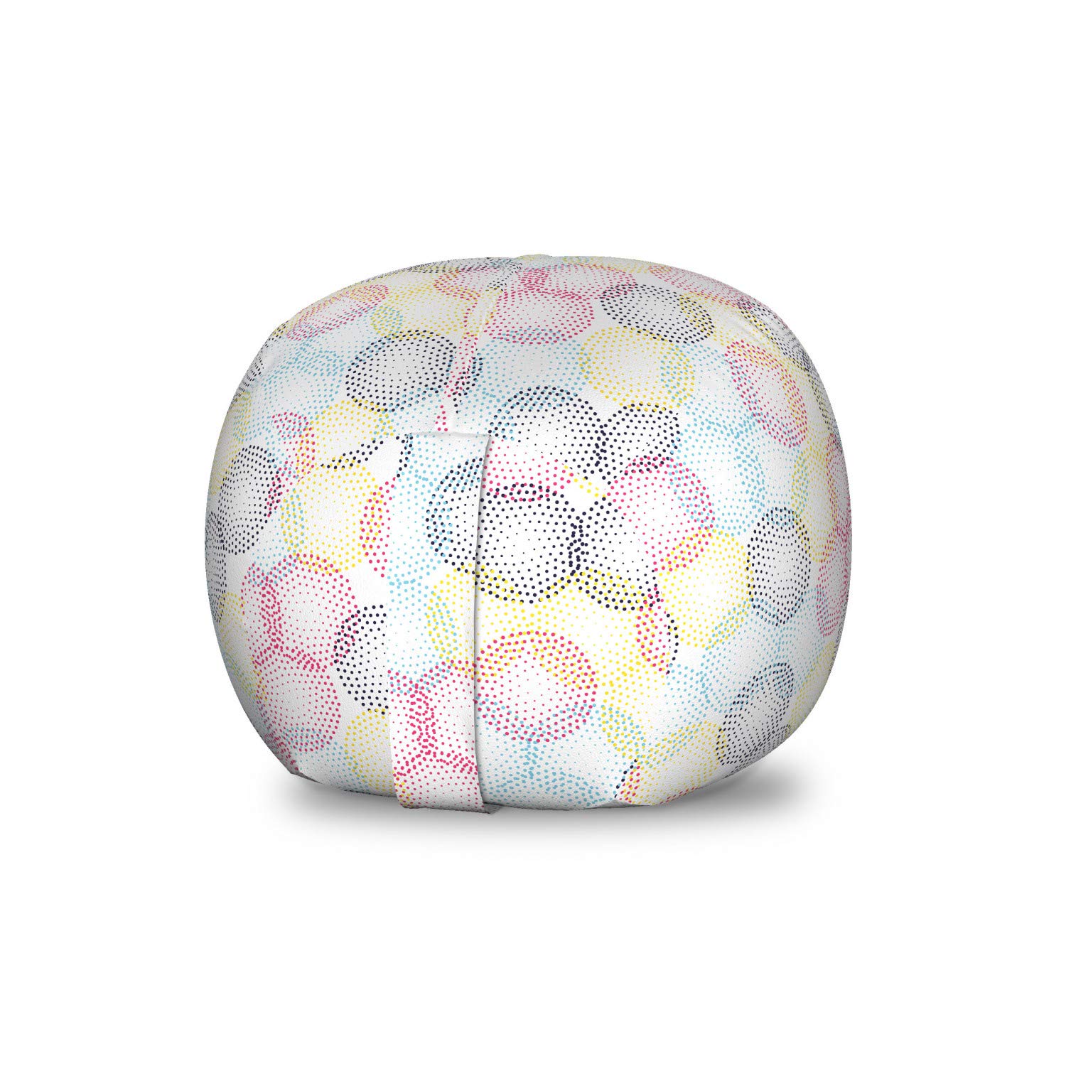 Ambesonne Geometric Storage Toy Bag Chair - Modern Art Pointillism Pattern with Rounds, Washable Stuffed Animal Organizer for Kids Room, Small Size in White & Multicolor - Perfect for Nursery, Playroom & Bedroom Organization