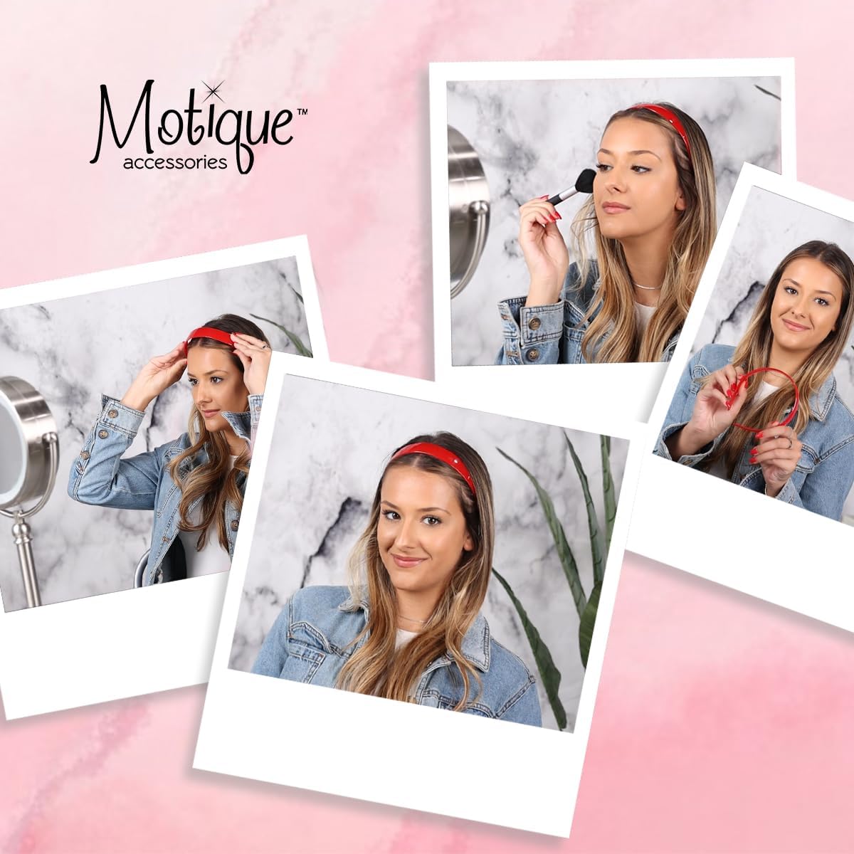 Motique 1 Inch Plastic Hard Headband with Teeth for Women & Girls - Red Hair Accessory for Workouts, Sports & Everyday Wear