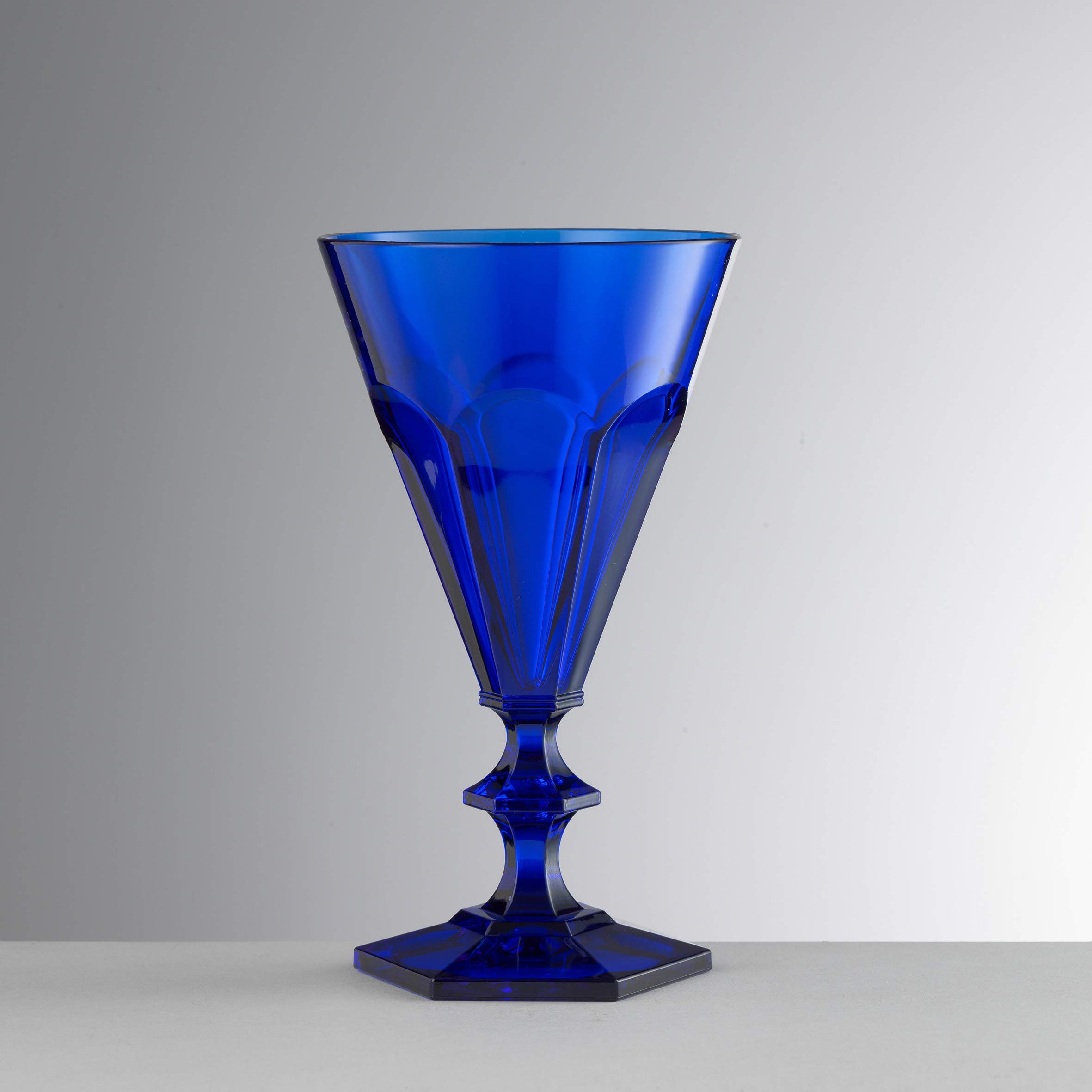 Mario Luca Giusti Set of 6 Giada Water Glasses - Royal Blue Crystal Clear Drinking Glasses for Wine, Juice & Cocktails - Elegant Tableware for Dinner Parties, Weddings & Home Decor
