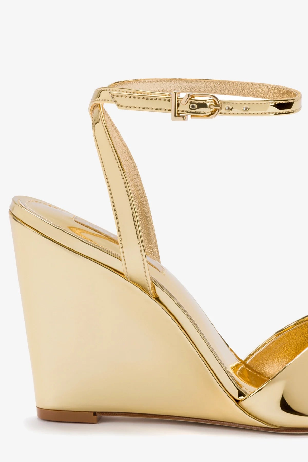 Yves Wedge Gold Specchio Mirror Heels - Stylish Women's Dress Sandals for Parties, Weddings & Evening Events