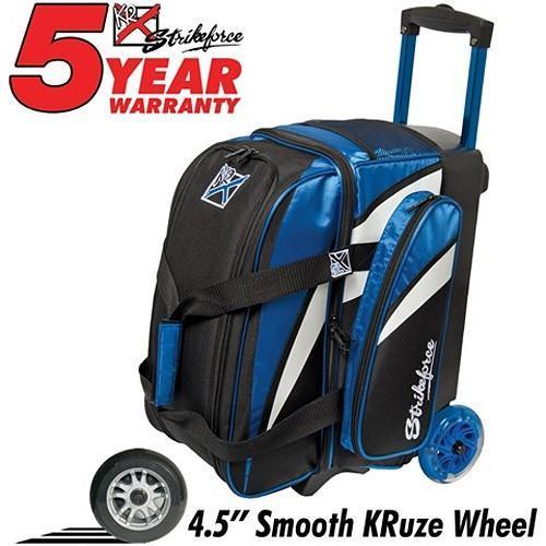 KR Strikeforce Cruiser Smooth Double Roller Bowling Bag - Royal White & Black - Perfect for League Play, Tournaments & Travel