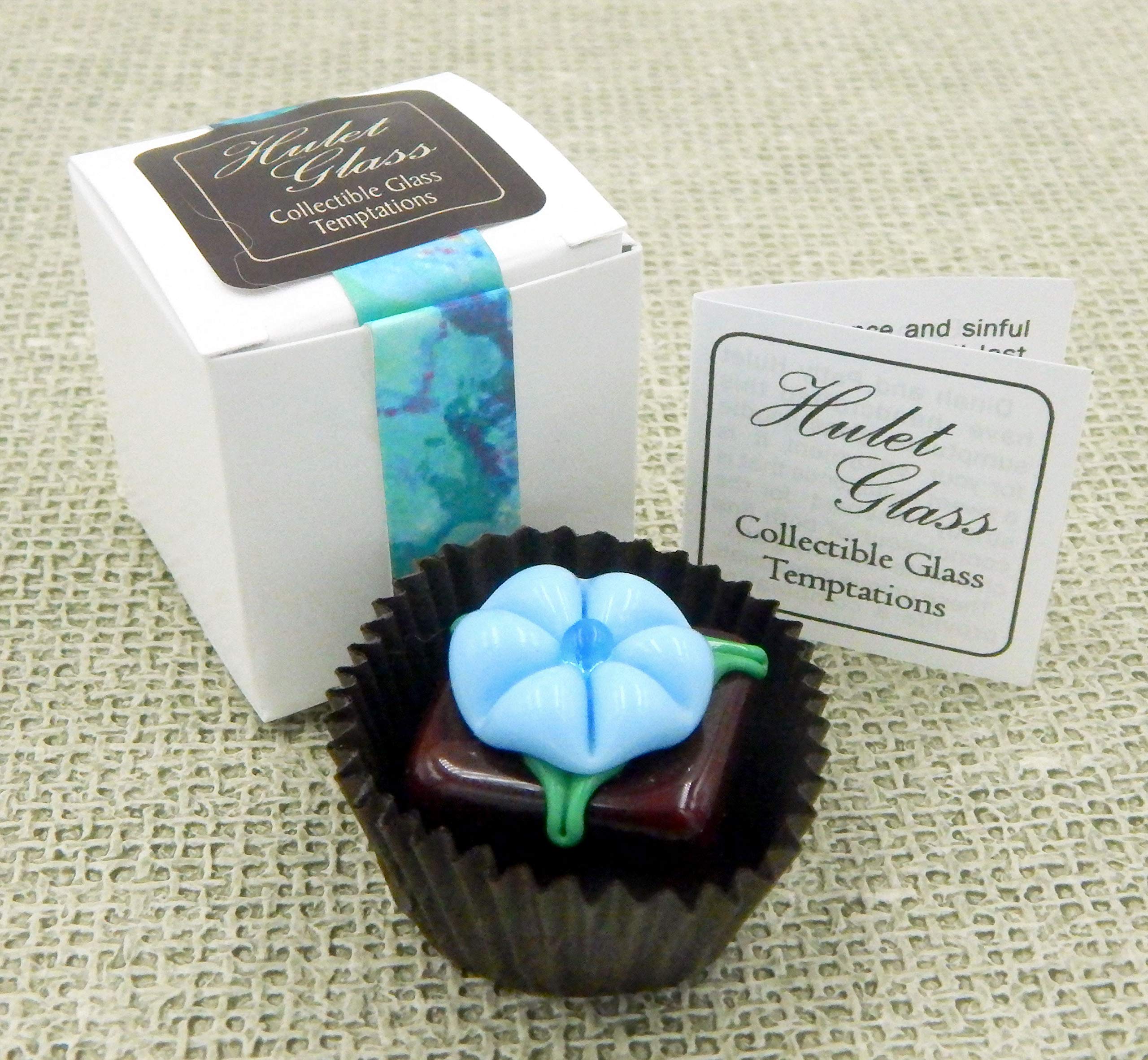 Handmade Flower Chocolate Candy Cubes - Blue Floral Glass Treats for Gifts & Desserts