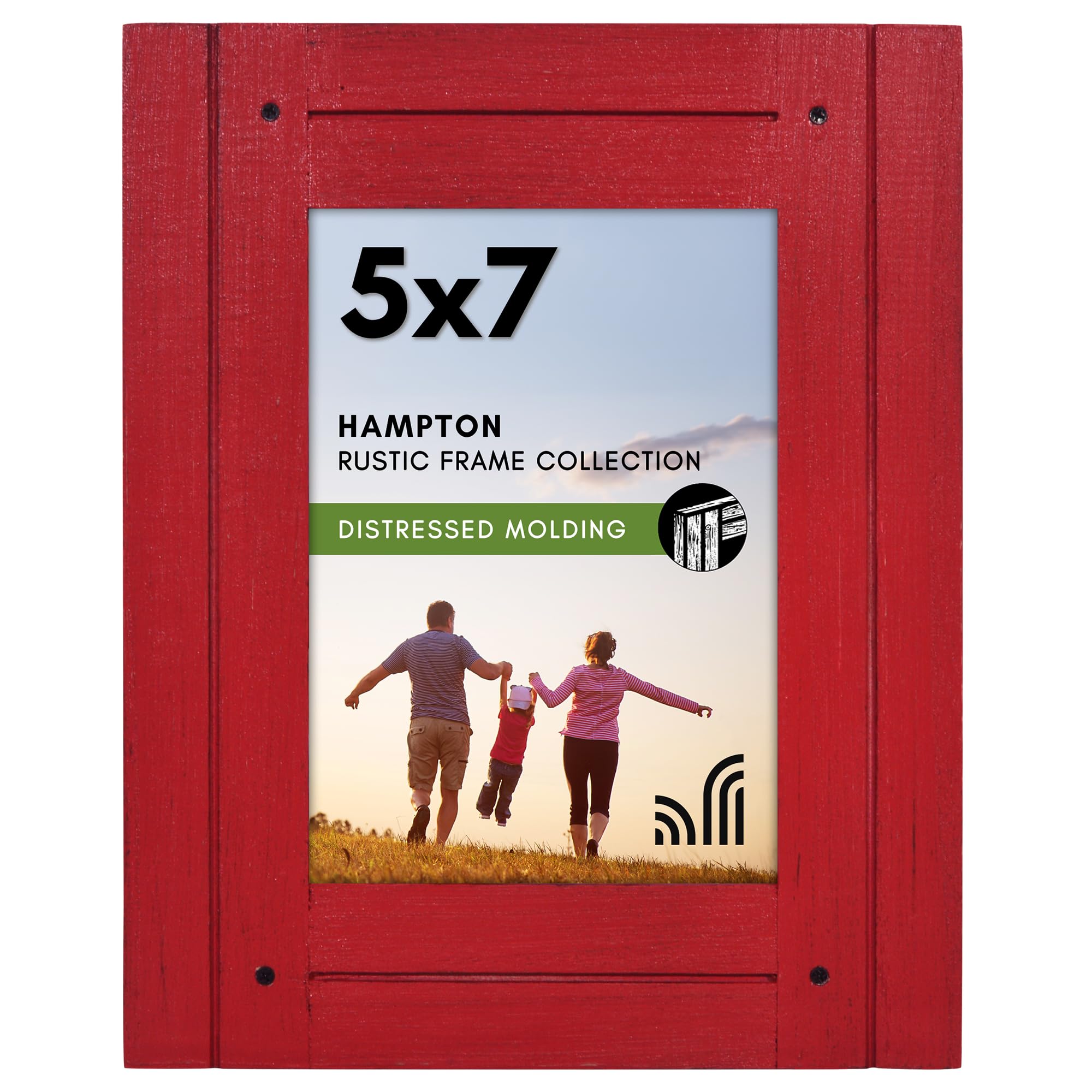 Americanflat 5x7 Picture Frame - Distressed Wood, Wall & Tabletop Display - Red for Home Decor