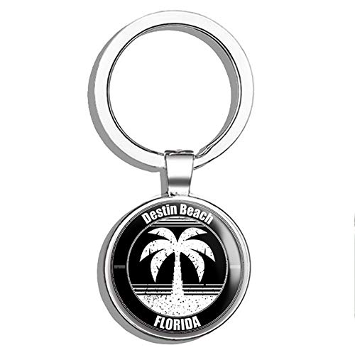 Destin Beach Florida Souvenir Keychain - Double Sided Stainless Steel Key Ring with Carabiner Clip | Perfect Vacation Memory Gift for Beach Lovers & Travel Enthusiasts | Use for Keys, Bags, Backpacks & Beach Gear Organization