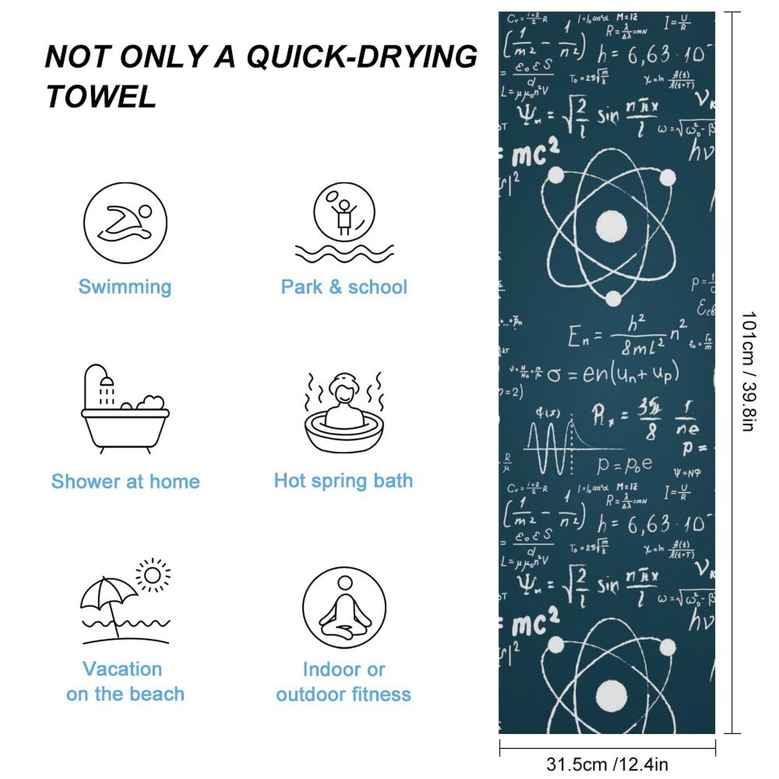 Physical Mathematics Science Formula Quick Dry Towel - Super Absorbent Bath & Beach Towels, Soft Washcloths for Gym, Pool, Travel & Home Use