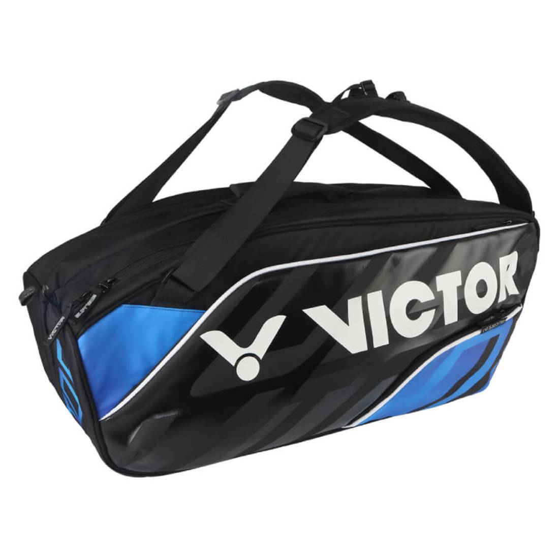 Victor BR9213 6-Pack Tennis Racquet Bag (Black/Brilliant Blue) - Perfect for Tennis Players, Coaches & Club Members - Durable Gear Storage for Matches & Practice