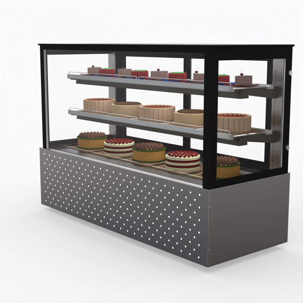 Bonvue SG180FA Commercial Refrigerated Display Case - Dual Glass Door Merchandiser for Deli, Bakery & Grocery - Perfect for Supermarkets, Convenience Stores & Cafes