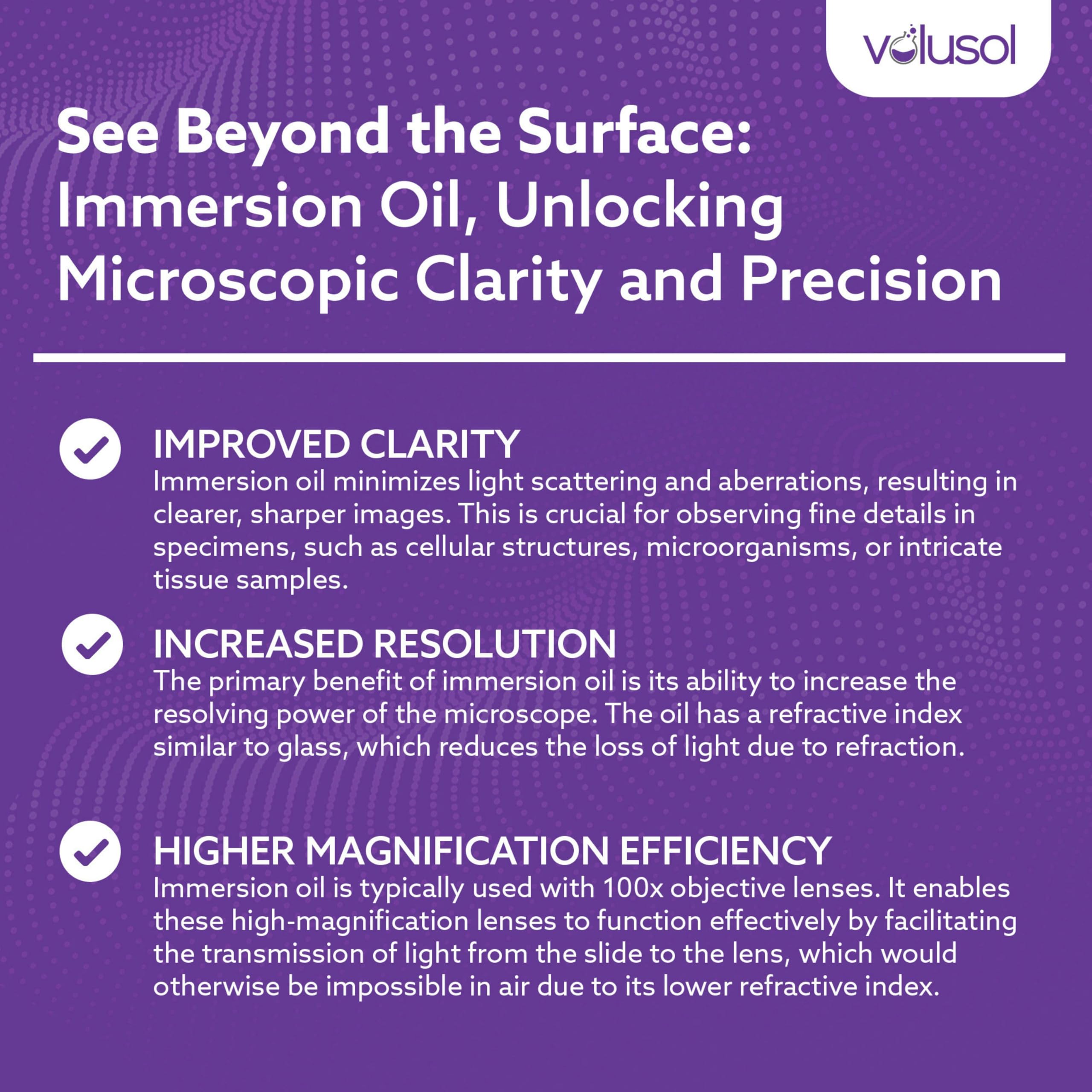 Volu-Sol Microscope Immersion Oil Type A - Low Viscosity 150 Centistokes, Safe for All Microscope Lenses, Precision PP Polycone Bottle (30ml/1oz, Pack of 12) | Ideal for Biological Research, Lab Diagnostics & Microscopy Slide Preparation