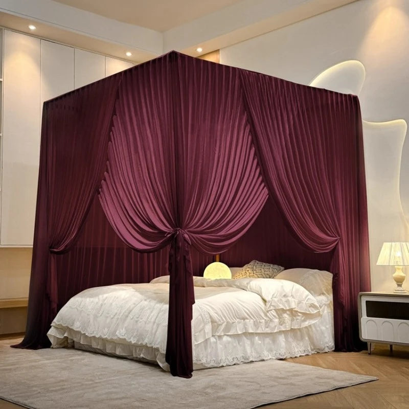 Luxury Silky Semi-Sheer Canopy Bed Curtain - Elegant Sheer Fabric for Romantic Bedroom Decor, Wedding, Nursery & Boho Chic Home Decor