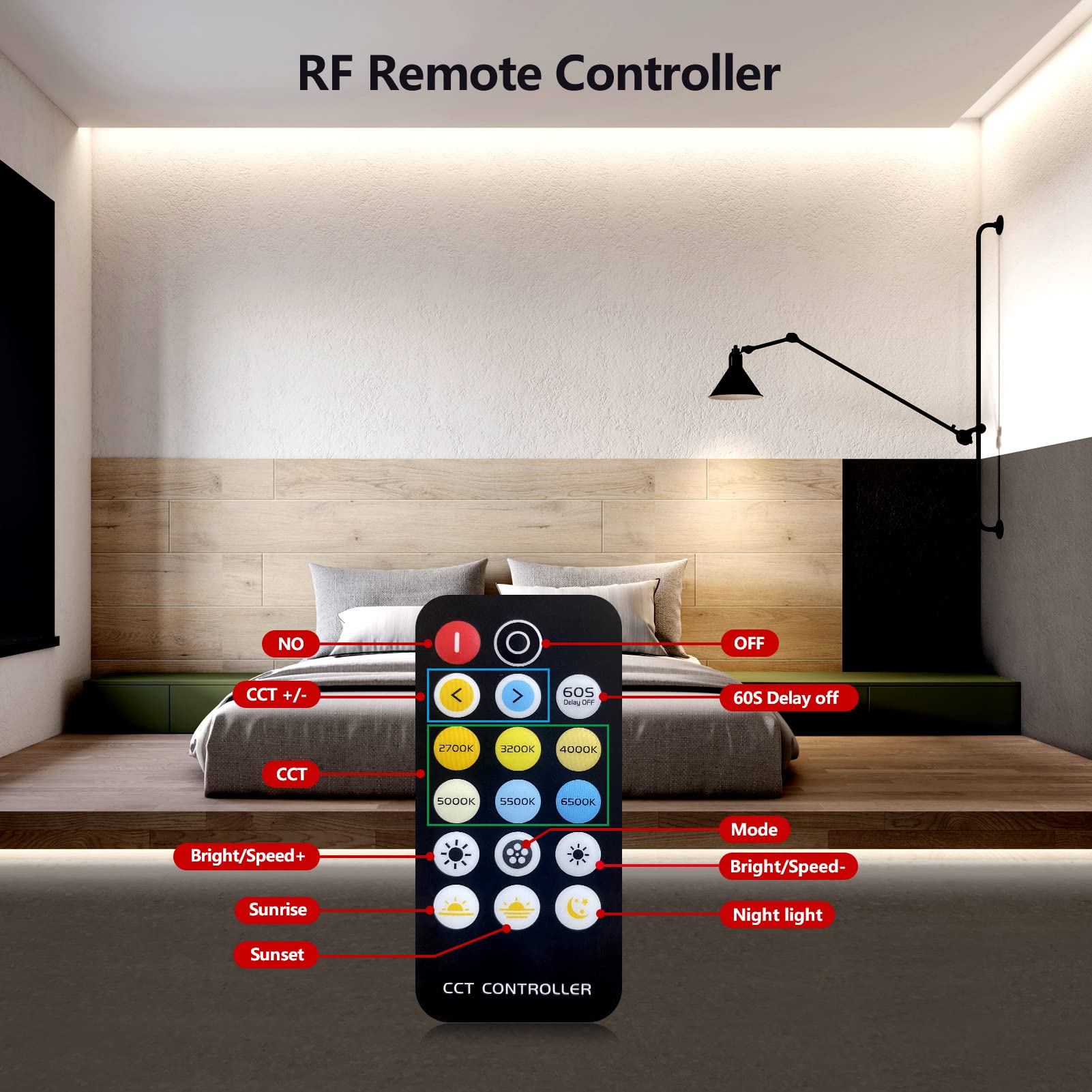 Bright COB LED Strip Lights 16.4ft 6000LM - Dimmable for Bedroom, TV Backlight