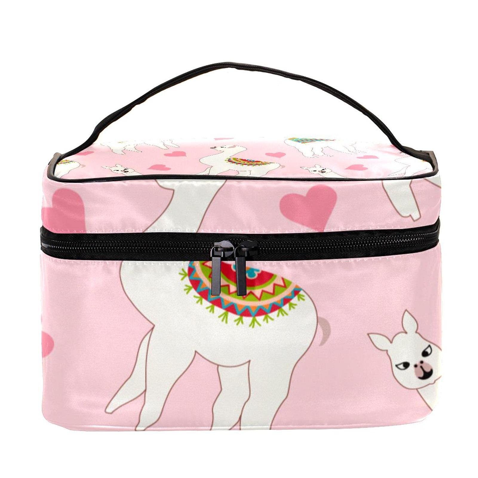 Cute Llama Pink Makeup Bag for Women - Travel Cosmetic Organizer