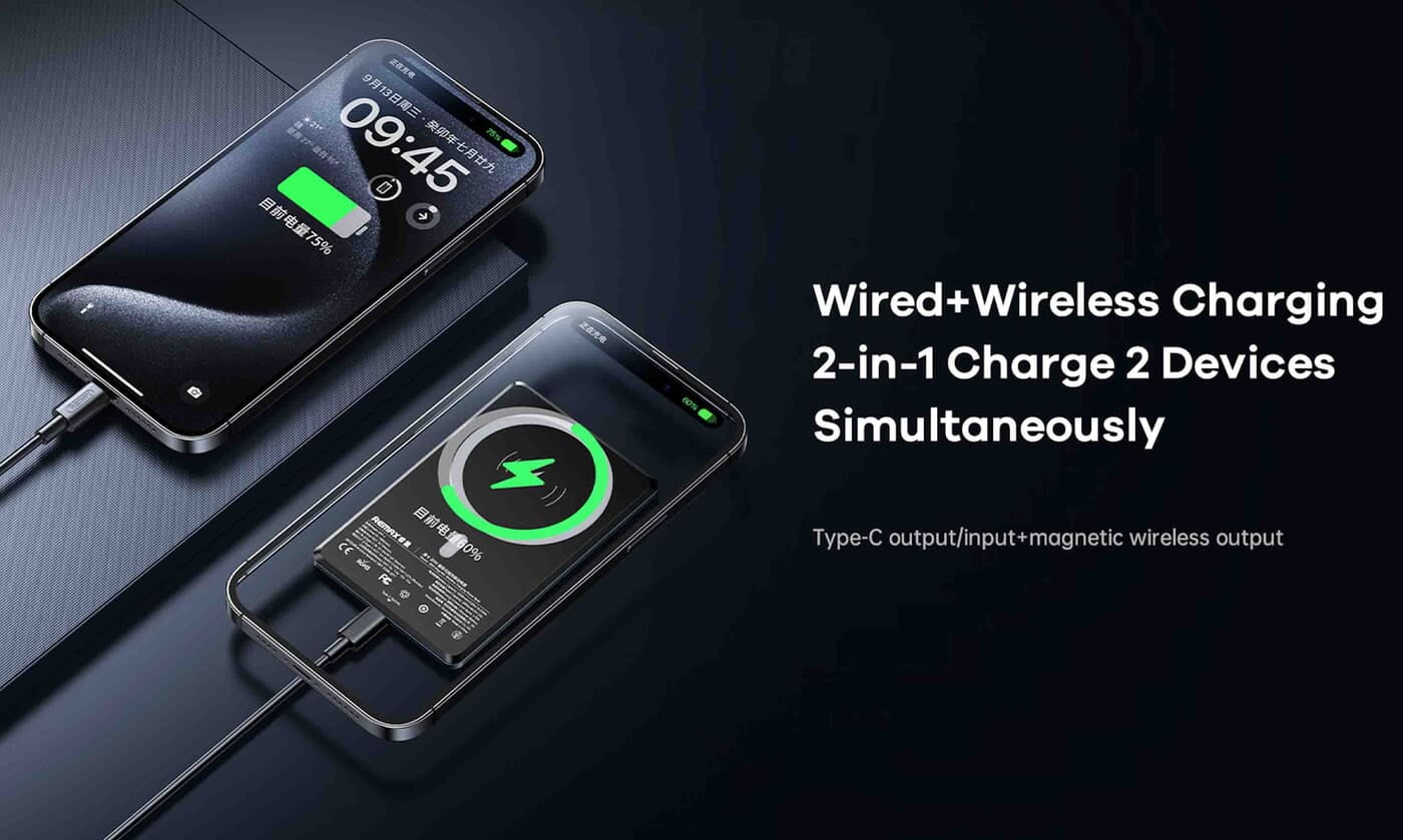 REMAX Vocard Series 20W MagSafe Magnetic Wireless Charging Power Bank 5000mAh - Portable iPhone Charger for Travel, Office & Outdoor Use