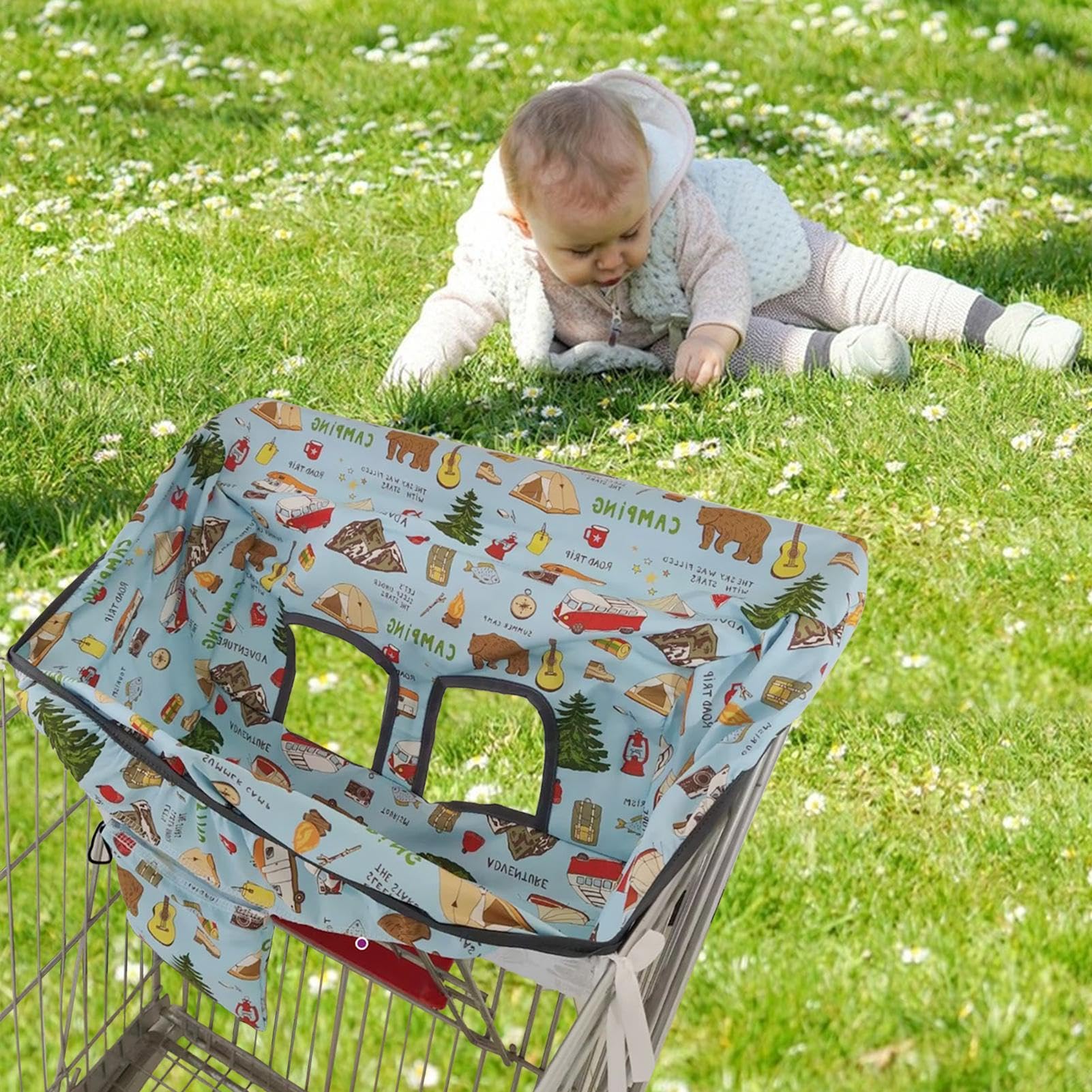 **Baby Shopping Cart Cover with Cute Prints - Secure & Easy to Clean Toddler Shopping Cart Seat for Boys & Girls - Perfect for Grocery Stores & Shopping Trips**