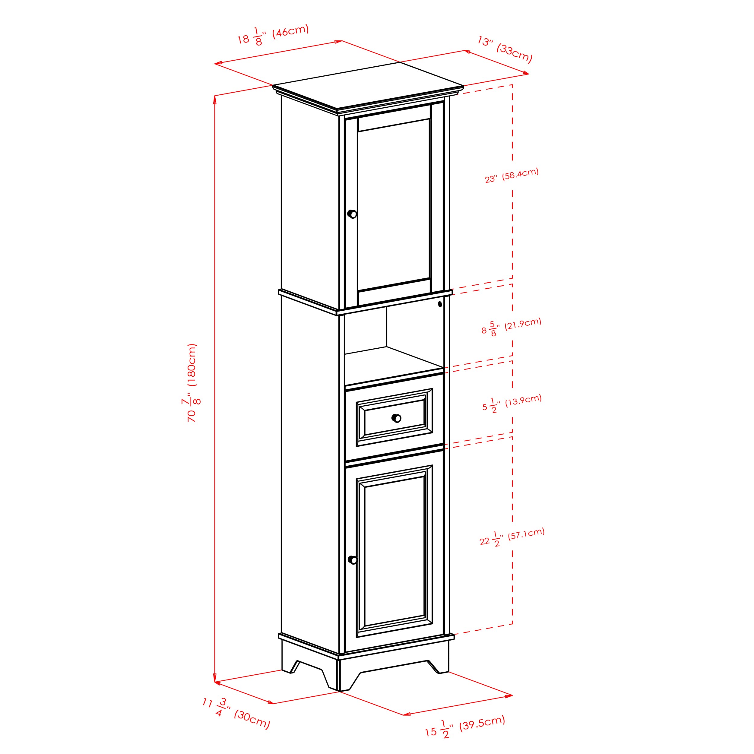 Winsome Wood Alps Tall Cabinet with Glass Door and Drawer - Stylish Storage for Living Room, Bedroom & Office - Perfect for Organizing Books, Decor & Essentials