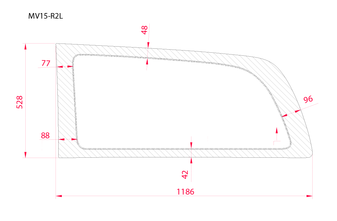 AM Auto Mercedes Metris 2015+ Passenger Side Rear Quarter Window 126''WB (MV15 R2L P) - Replacement Part for Van & Cargo Vehicles - Perfect for DIY Repairs & Fleet Maintenance