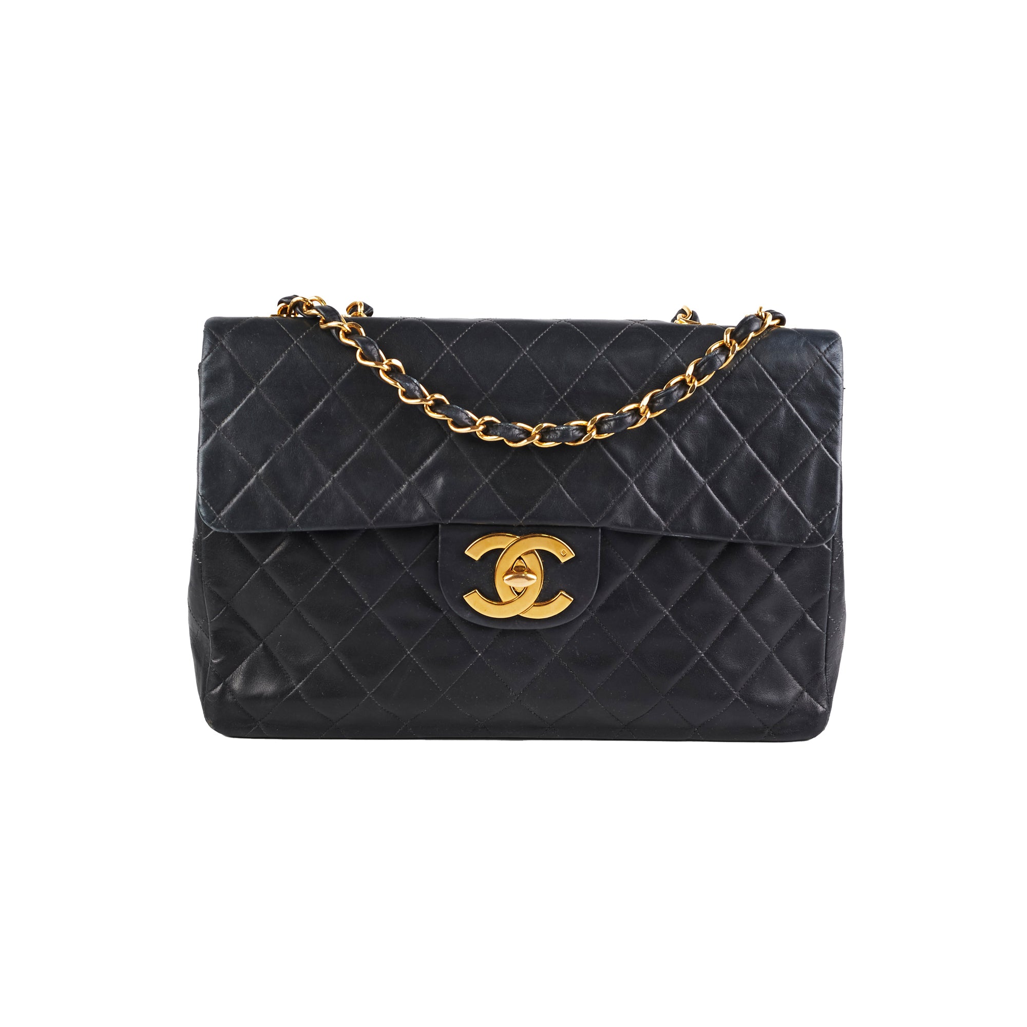 Vintage Chanel Maxi Jumbo Black Leather Flap Bag - Classic Luxury Handbag for Women, Perfect for Evening Parties, Date Nights & Special Occasions
