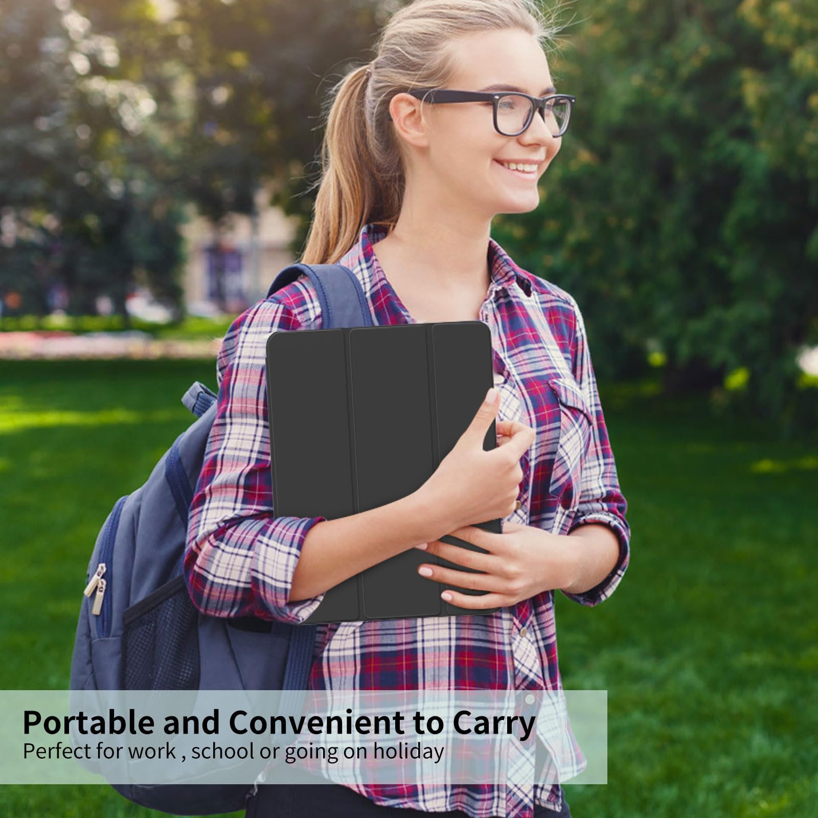 Premium Slim Trifold Smart Case for iPad Air 3rd Gen (2019) & iPad Pro 10.5 (2017) - Frosted Translucent TPU Back Cover with Apple Pencil Holder | Auto Sleep/Wake Feature | Perfect for Work, School & Travel | Black