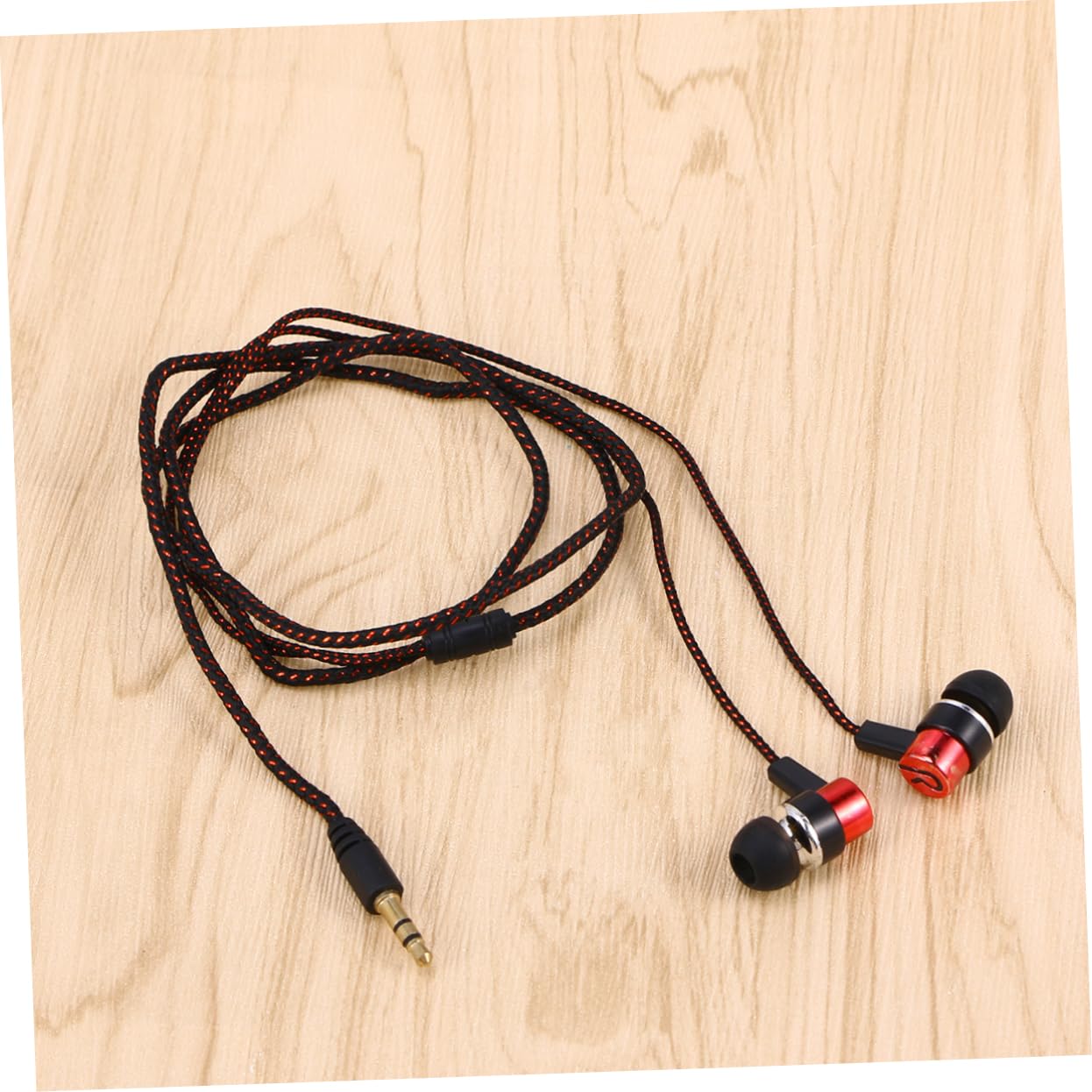 Premium Stereo Bass In-Ear Earphones with Braided Cord - 3.5mm Audio Plug (Red) - Perfect for Music Lovers, Gaming & Workout Sessions