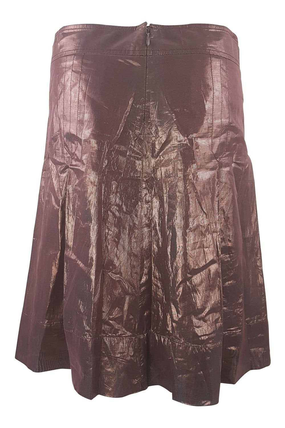 BURBERRY Iridescent Brown Box Pleat Mini Skirt (Medium) - Women's Fashion Skirt for Casual Outfits & Office Wear