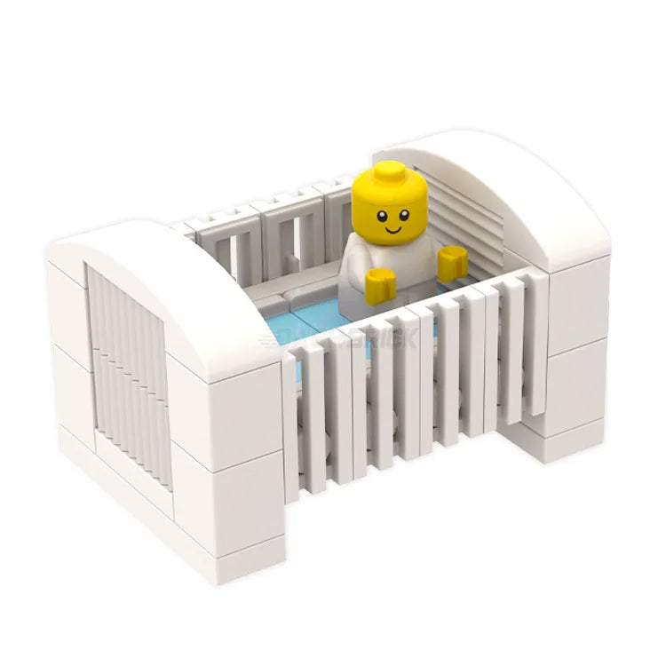 LEGO Baby Bassinet Toy Set - White Crib with Pink or Blue Bedding Sheets [MiniMOC] | Perfect for Dollhouse Play, Pretend Parenting & Kids Role Playing Games
