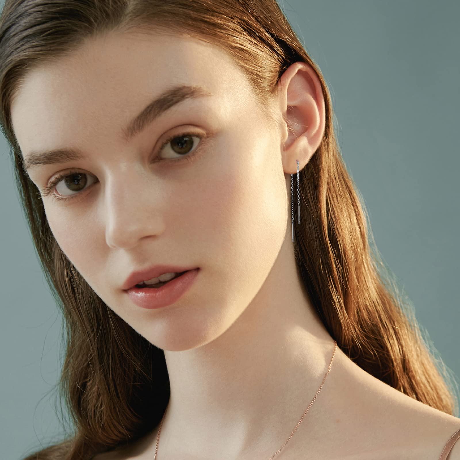 925 Sterling Silver Threader Earrings for Women - 18K Gold Plated Long Dangle Drop Earrings - Hypoallergenic Jewelry Gift for Teens & Girls - Perfect for Parties, Weddings & Everyday Wear