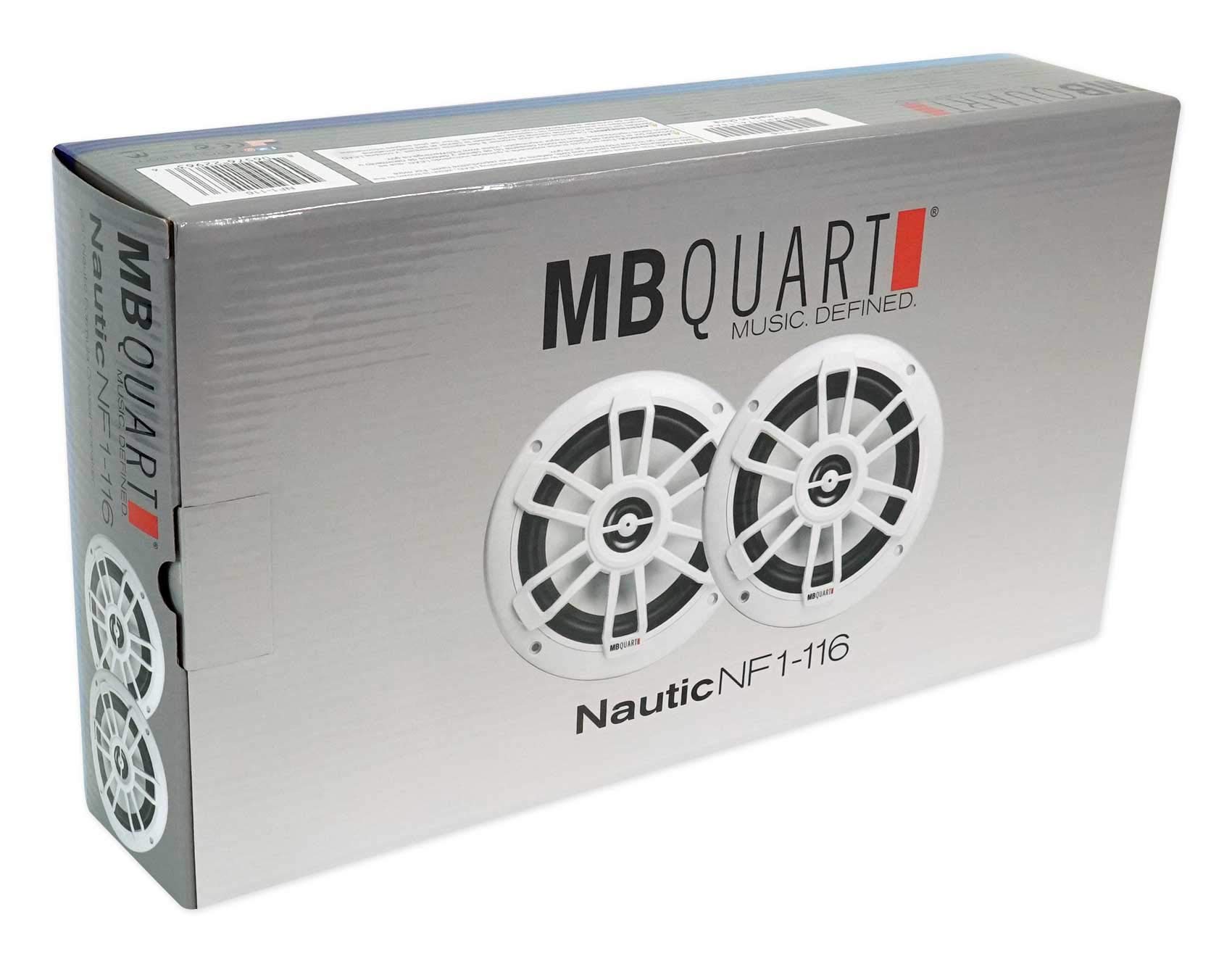 MB Quart NF1-116 6.5 Inch 80 Watt White Marine Wakeboard Tower Speakers - Premium Waterproof Boat Audio System for Wakeboarding, Yachting & Outdoor Water Sports