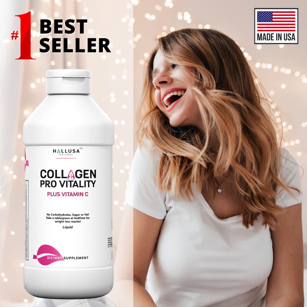 Hydrolyzed Liquid Collagen with Vitamin C - Supports Skin, Hair & Joint Health - Ideal for Anti-Aging & Wellness Routine