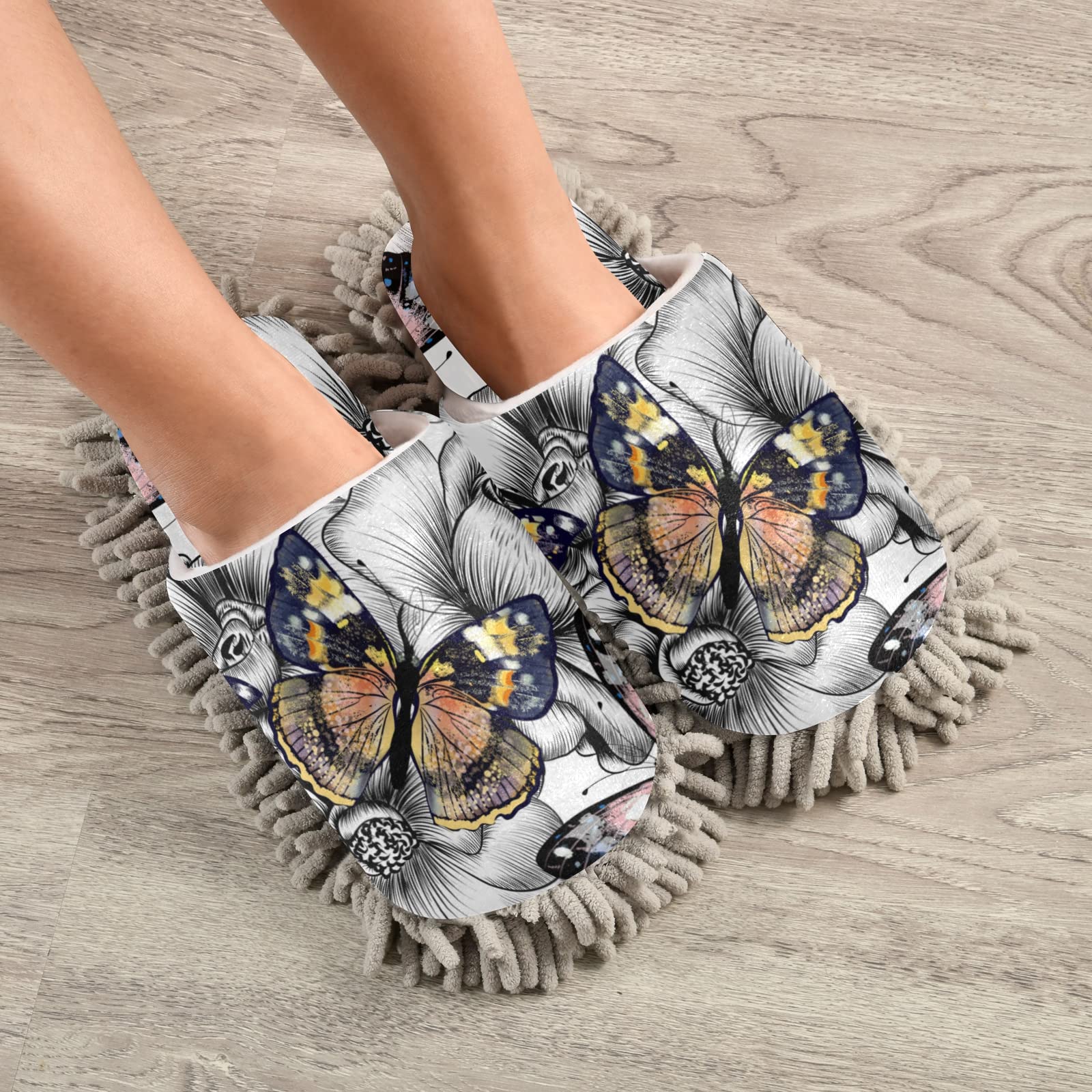 Poeticcity Unisex Mop Slippers - Indoor Cleaning Shoes for Home & Spa, Dusting House Slippers Size M-L - Perfect for Mopping Floors, Relaxing at Home, and Spa Days