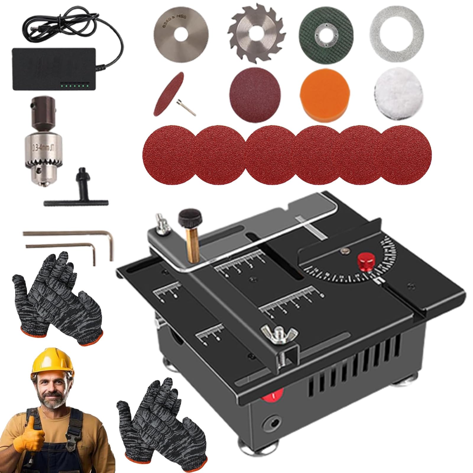 Mini Multi-Functional Table Saw for Woodworking & Crafts - 1/2