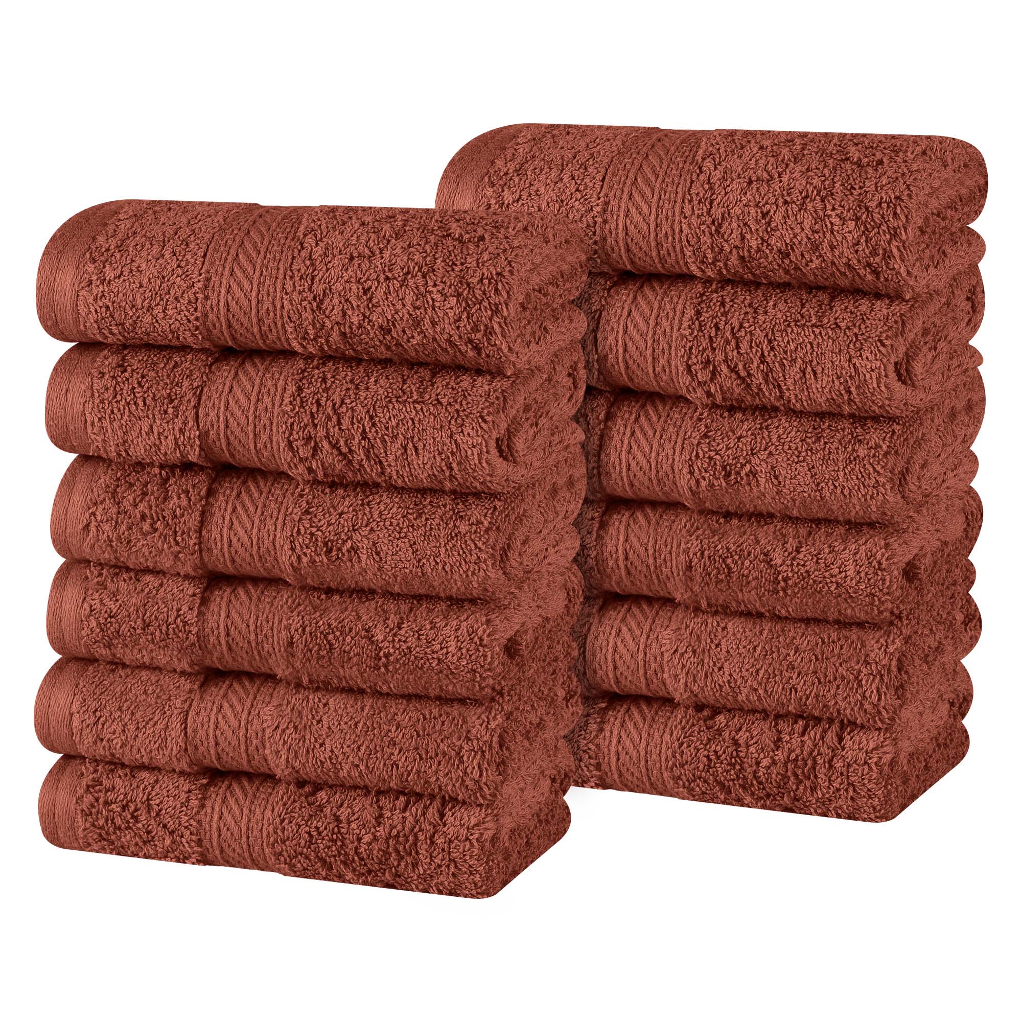 Premium Atlas Cotton Plush Heavyweight Luxury Face Towels & Washcloths - 12-Piece Set for Spa, Bathroom, and Gentle Skincare Routine