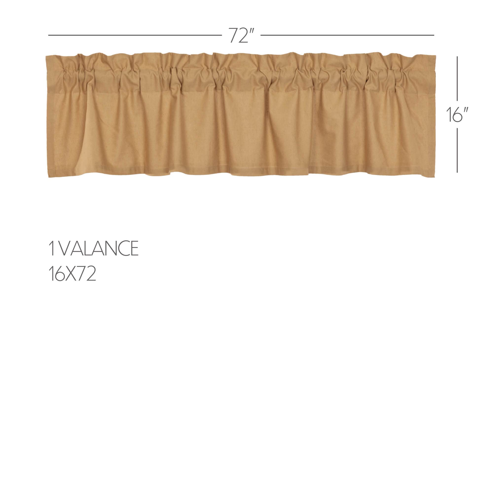VHC Brands Simple Life Flax Khaki Farmhouse Window Curtain Valance 16x72 - Rustic Kitchen Decor for Country Style Homes & Cozy Cafés