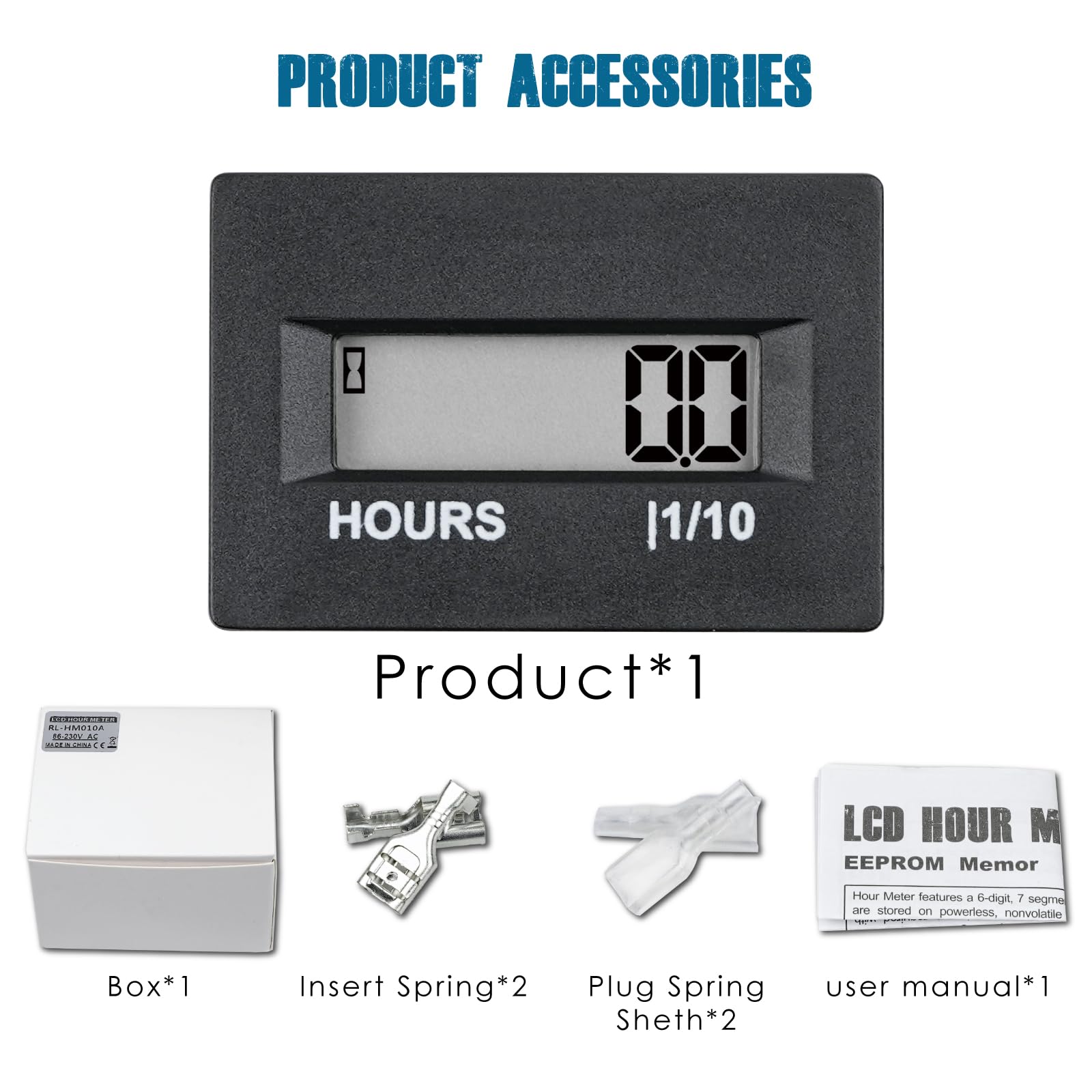 Runleader Digital Hour Meter - AC 86V-230V Waterproof Timer with Data Storage - Track Usage for Lawn Mowers, Boats, RVs, Snowmobiles & Industrial Equipment - Perfect for Maintenance Scheduling & Equipment Monitoring