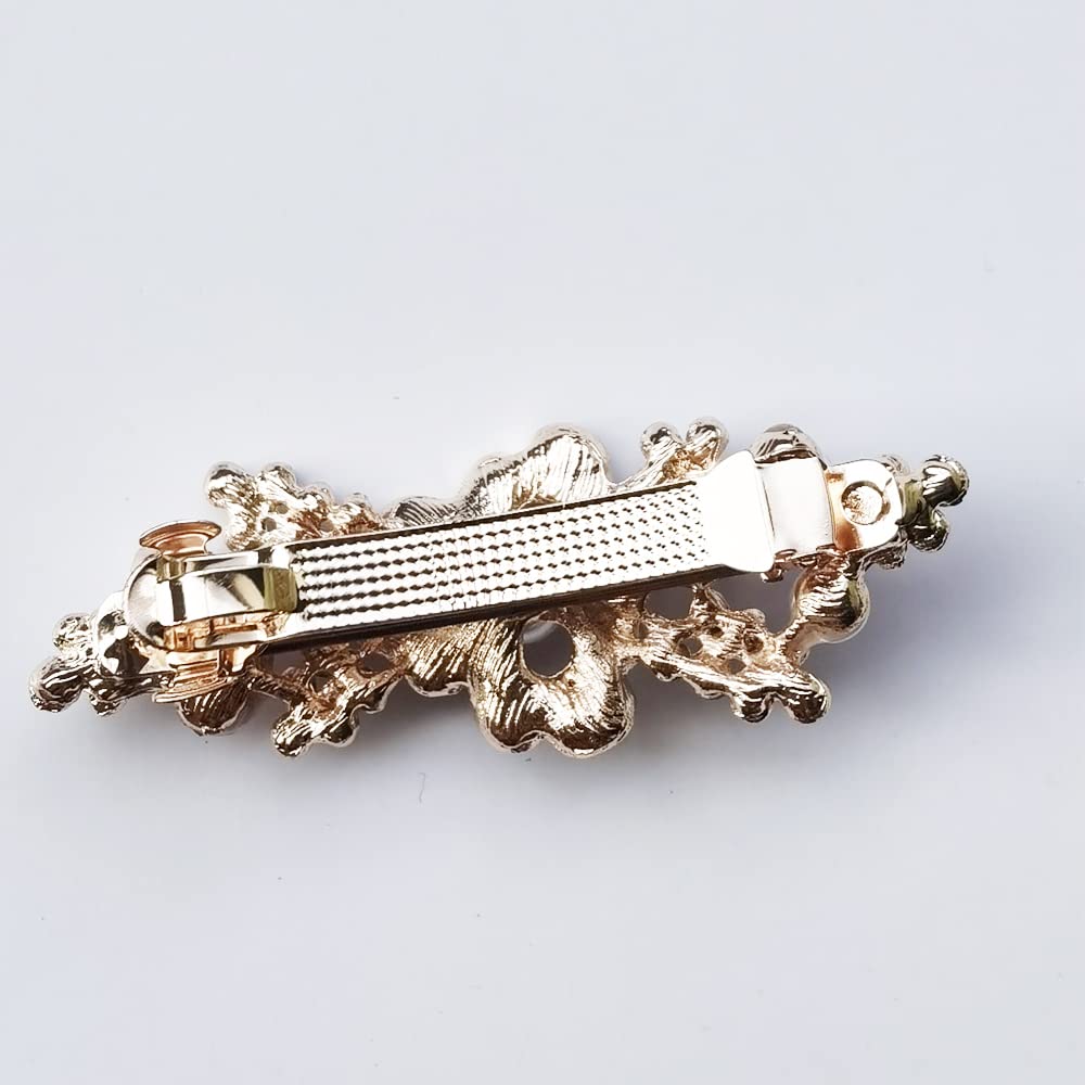 Elegant Pearl Crystal Rhinestone Hair Barrettes for Women & Girls - Stylish Hair Clips & Hairpins Accessories (Red) - Perfect for Weddings, Parties & Everyday Wear