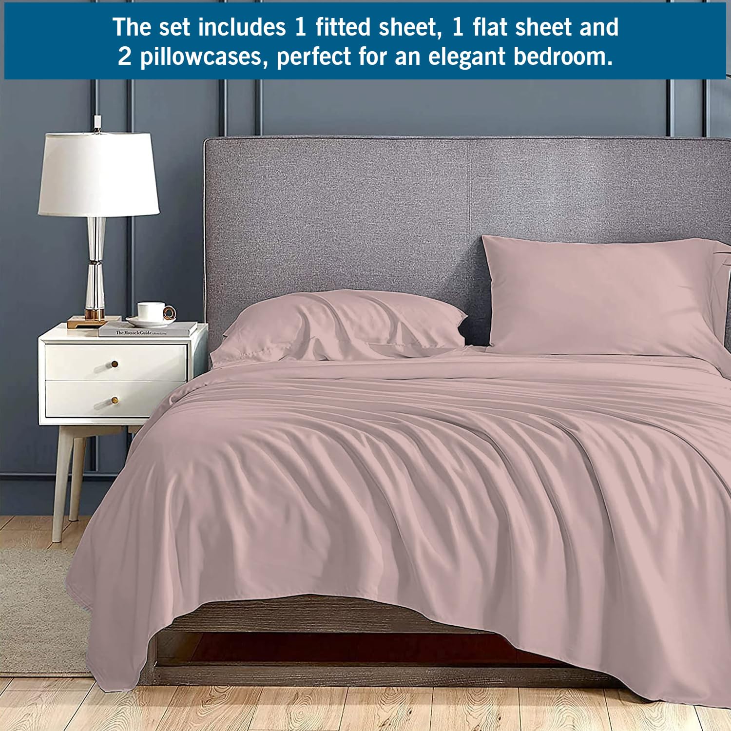 1000 Thread Count King Size 4-Piece Bedding Set - Egyptian Cotton Cooling Sheets, 21